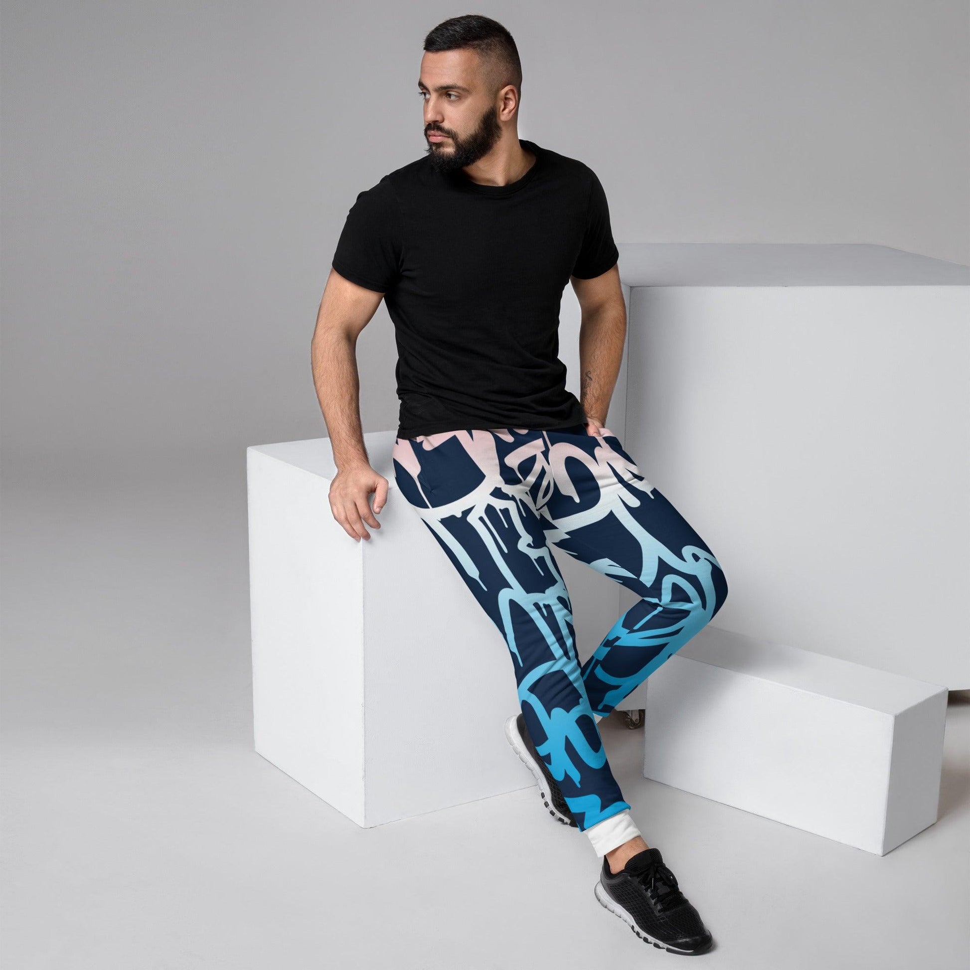 Graffiti Blue Dark Men's Joggers - Mo'Bays Backyard