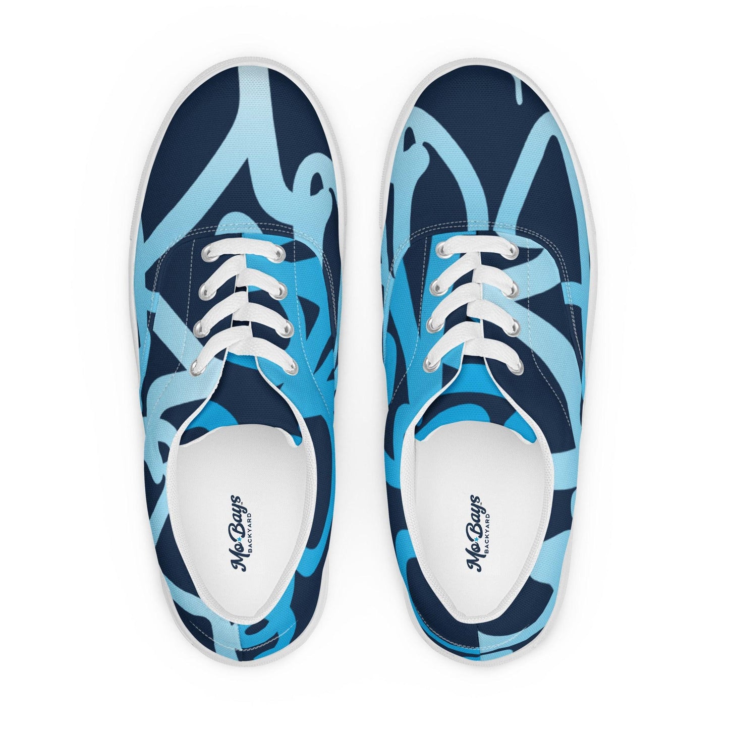 Graffiti Blue Dark Men’s Low Top Canvas Shoes - Mo'Bays Backyard