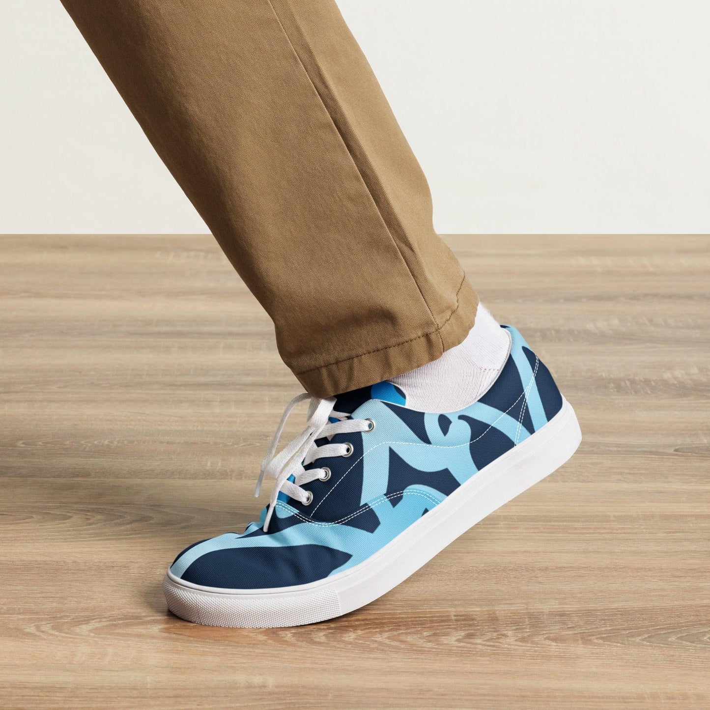 Graffiti Blue Dark Men’s Low Top Canvas Shoes - Mo'Bays Backyard