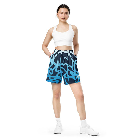 Graffiti Blue Dark Unisex Mesh Shorts - Mo'Bays Backyard