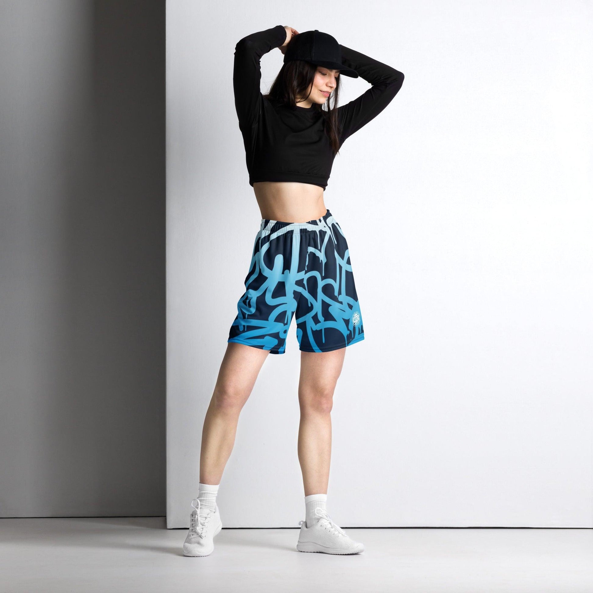 Graffiti Blue Dark Unisex Mesh Shorts - Mo'Bays Backyard