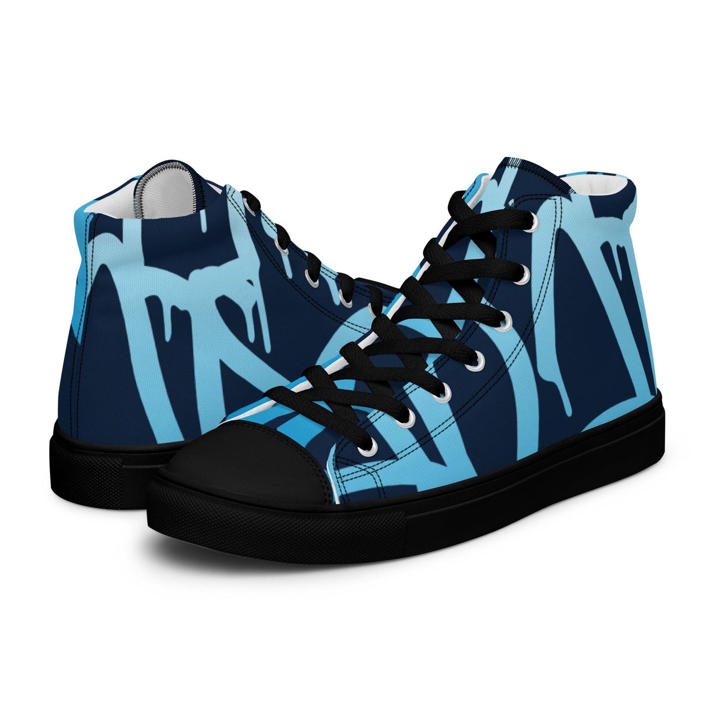 Traffic Blue Dark Women’s High Top Canvas Shoes - Mo'Bays Backyard