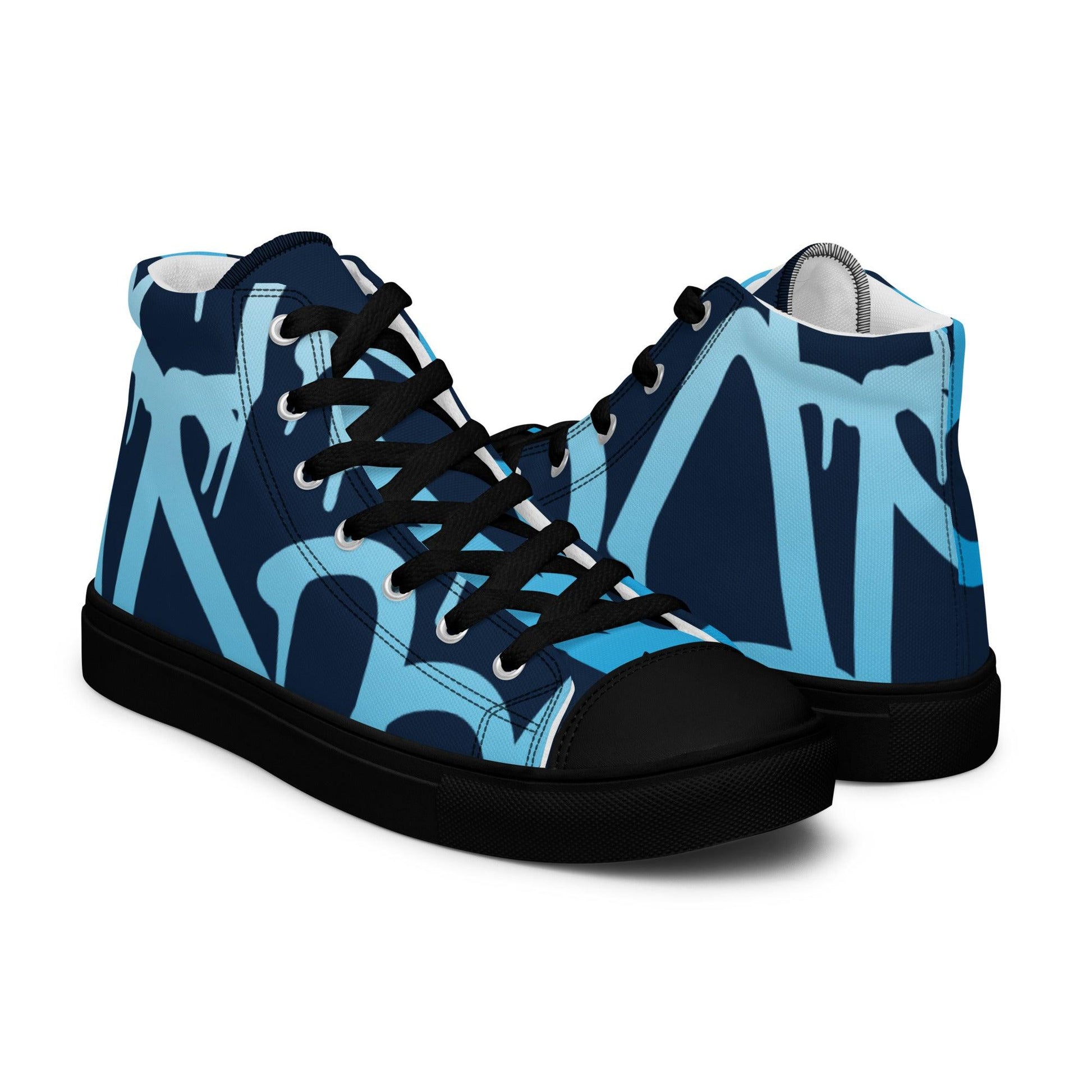 Traffic Blue Dark Women’s High Top Canvas Shoes - Mo'Bays Backyard