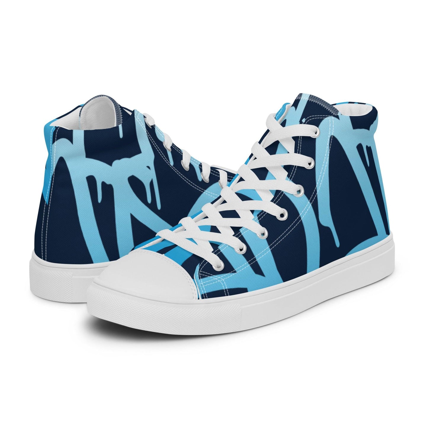 Traffic Blue Dark Women’s High Top Canvas Shoes - Mo'Bays Backyard