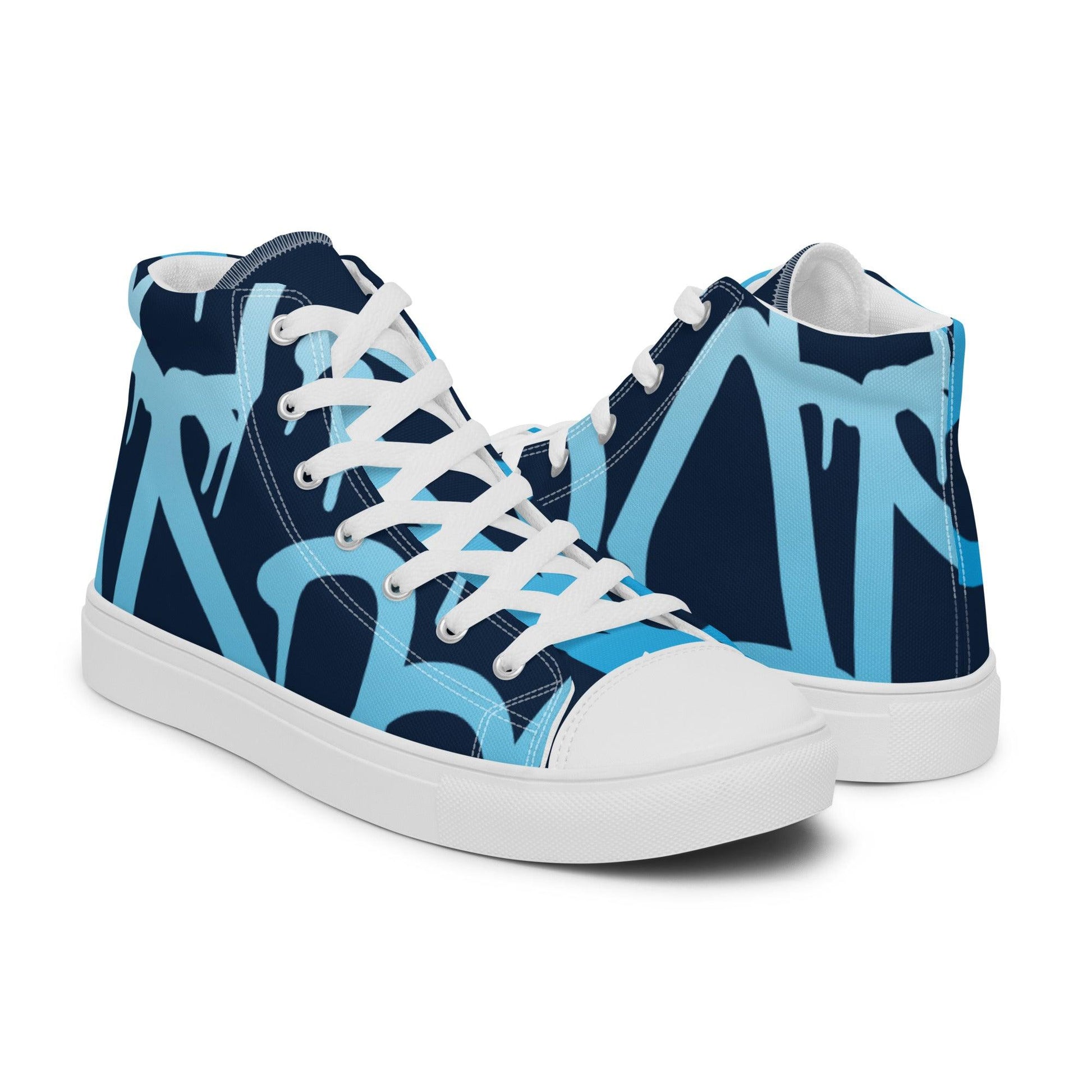 Traffic Blue Dark Women’s High Top Canvas Shoes - Mo'Bays Backyard