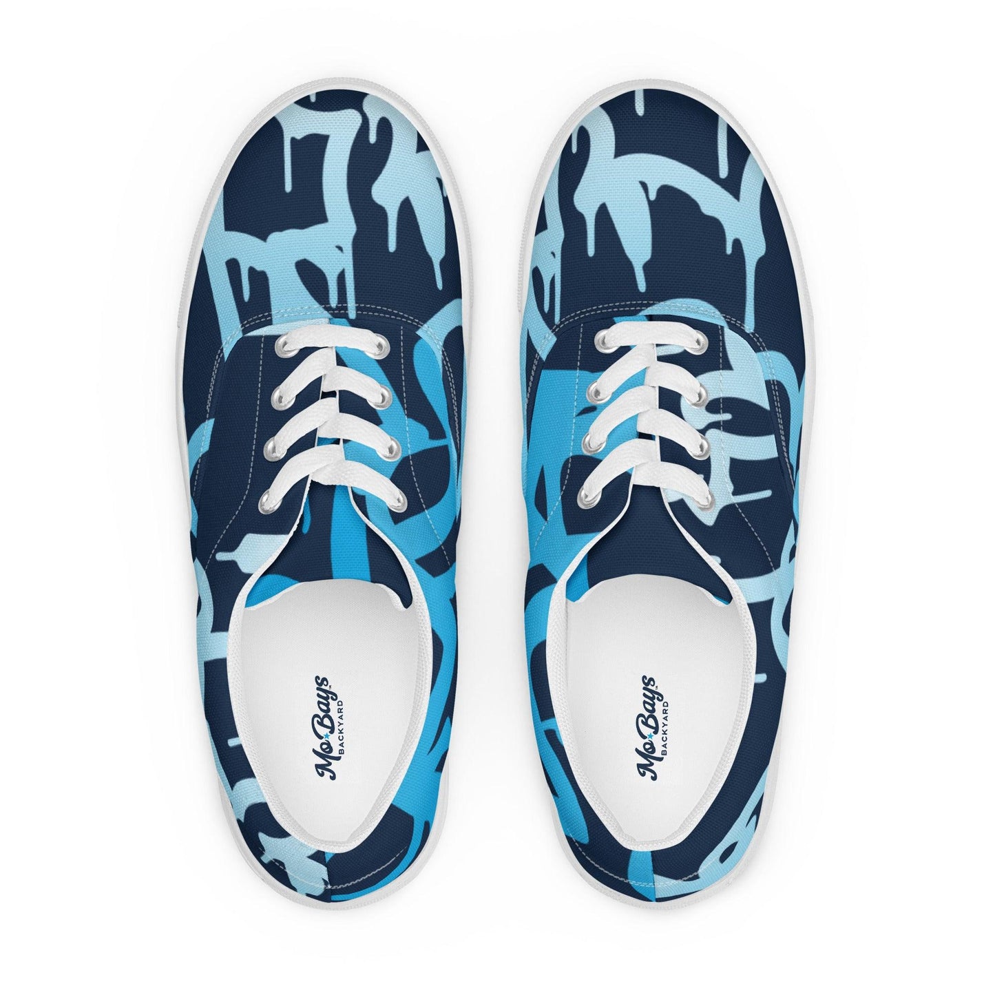 Graffiti Blue Dark Women’s Low Top Canvas Shoes - Mo'Bays Backyard