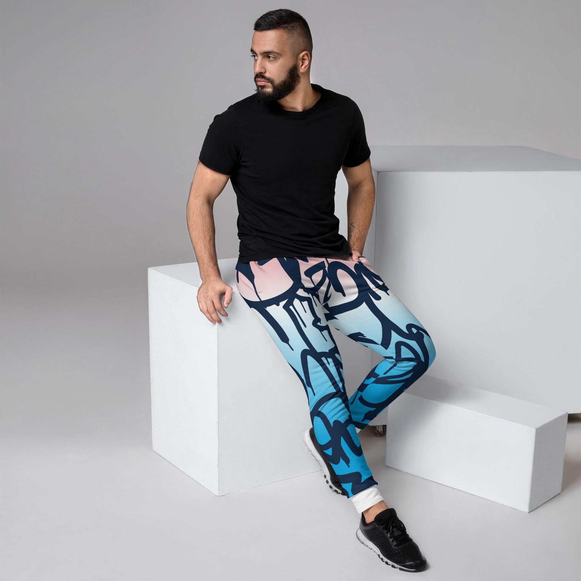 Graffiti Blue Light Men's Joggers - Mo'Bays Backyard