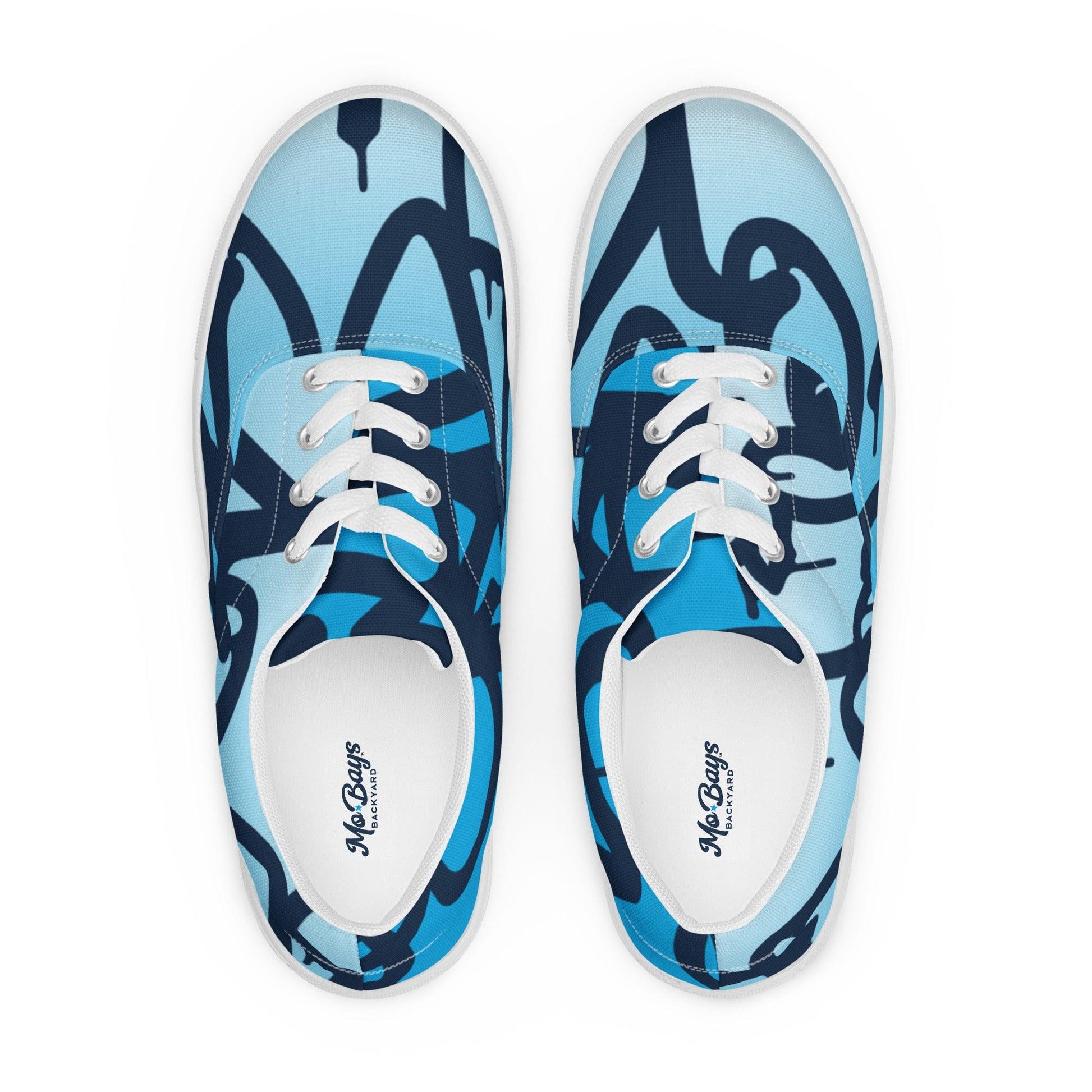 Graffiti Blue Light Men’s Low Top Canvas Shoes - Mo'Bays Backyard