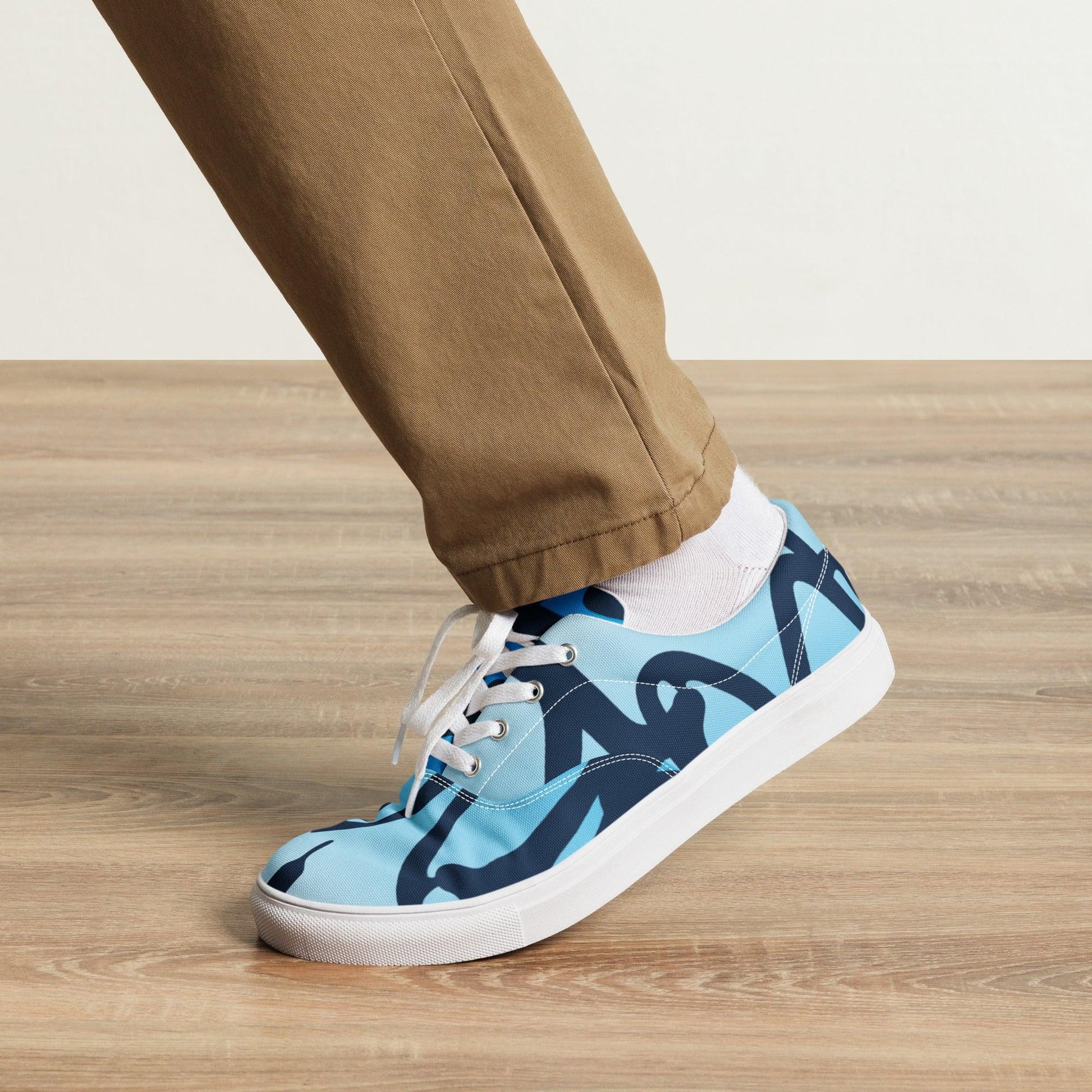 Graffiti Blue Light Men’s Low Top Canvas Shoes - Mo'Bays Backyard