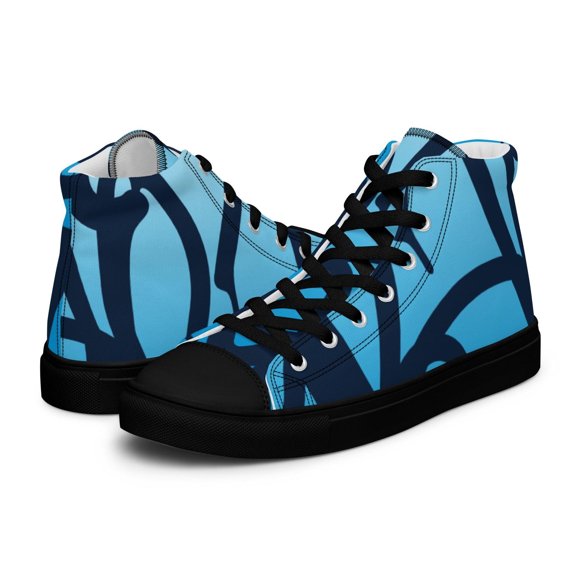 Traffic Blue Light Women’s High Top Canvas Shoes - Mo'Bays Backyard