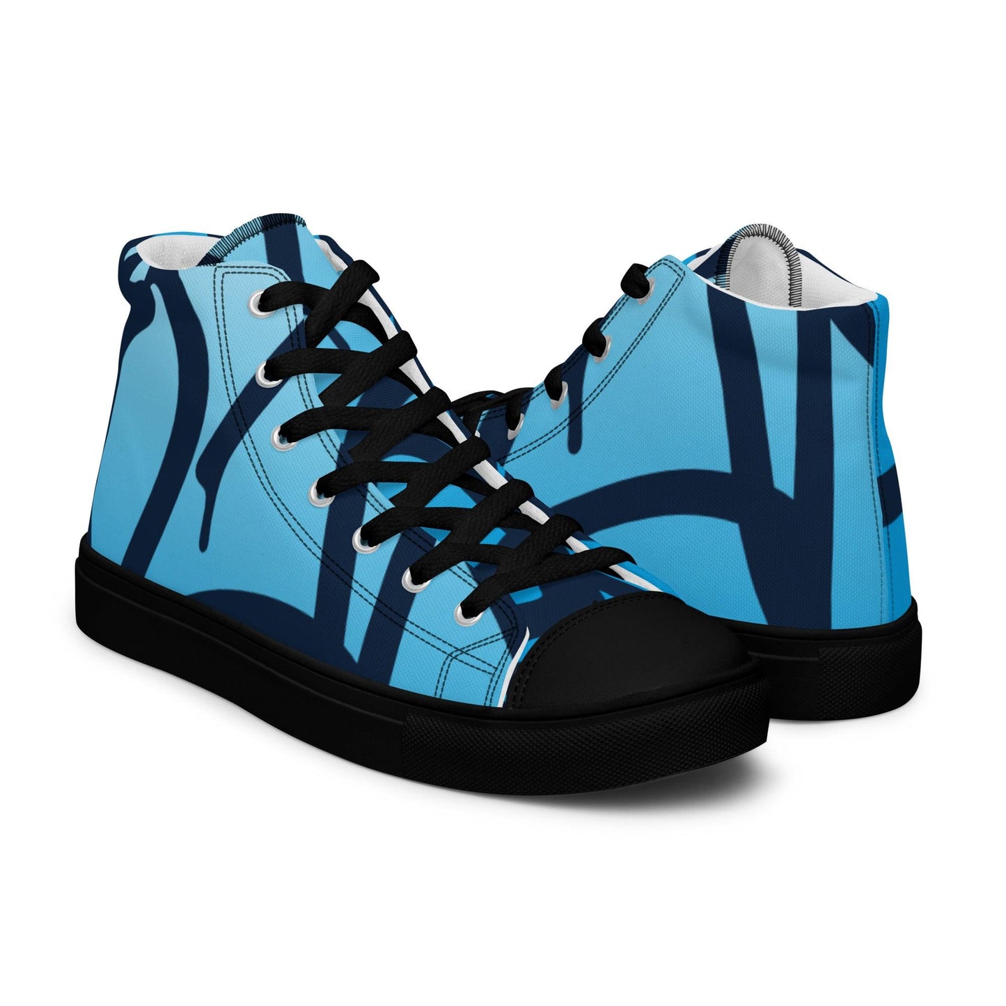 Traffic Blue Light Women’s High Top Canvas Shoes - Mo'Bays Backyard