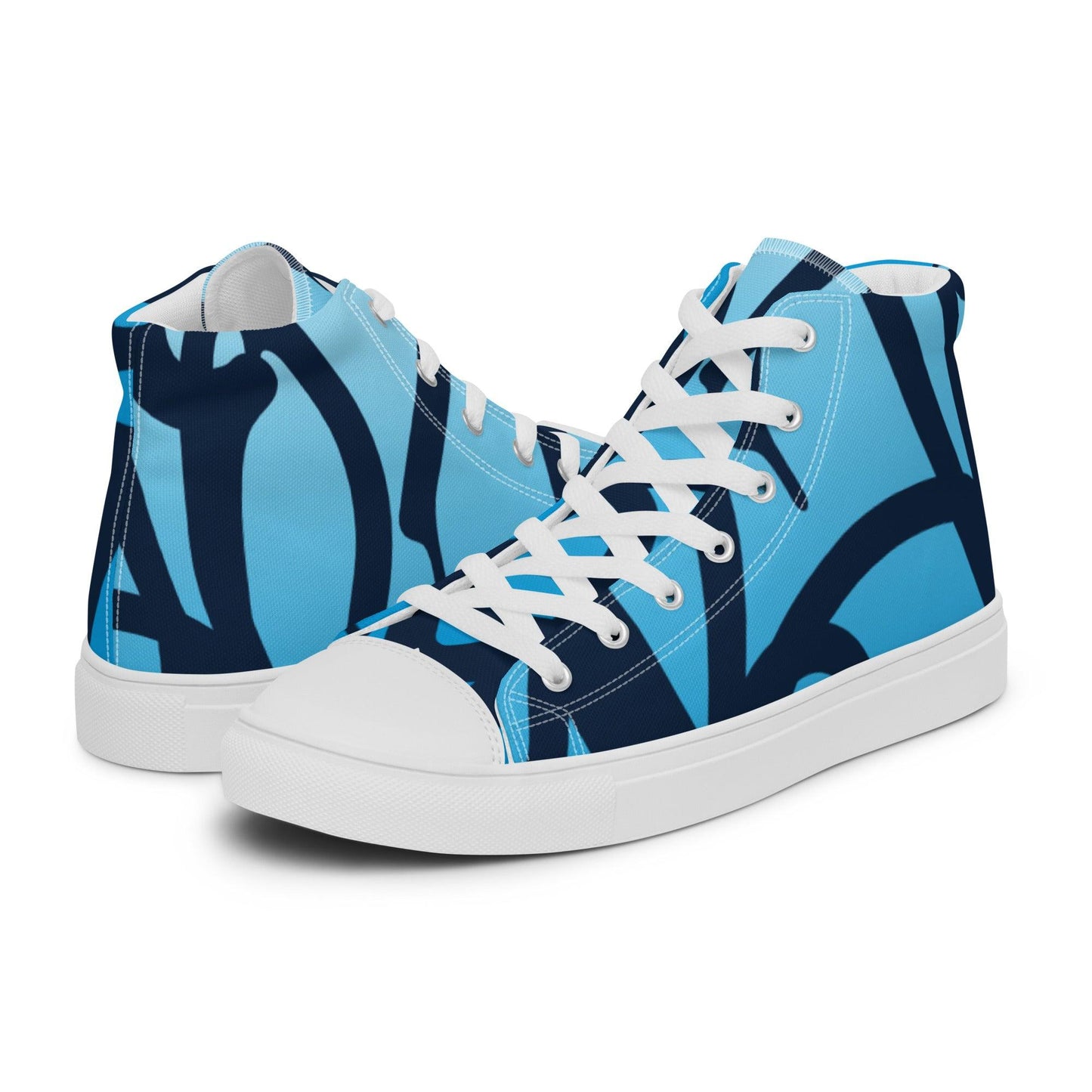 Traffic Blue Light Women’s High Top Canvas Shoes - Mo'Bays Backyard