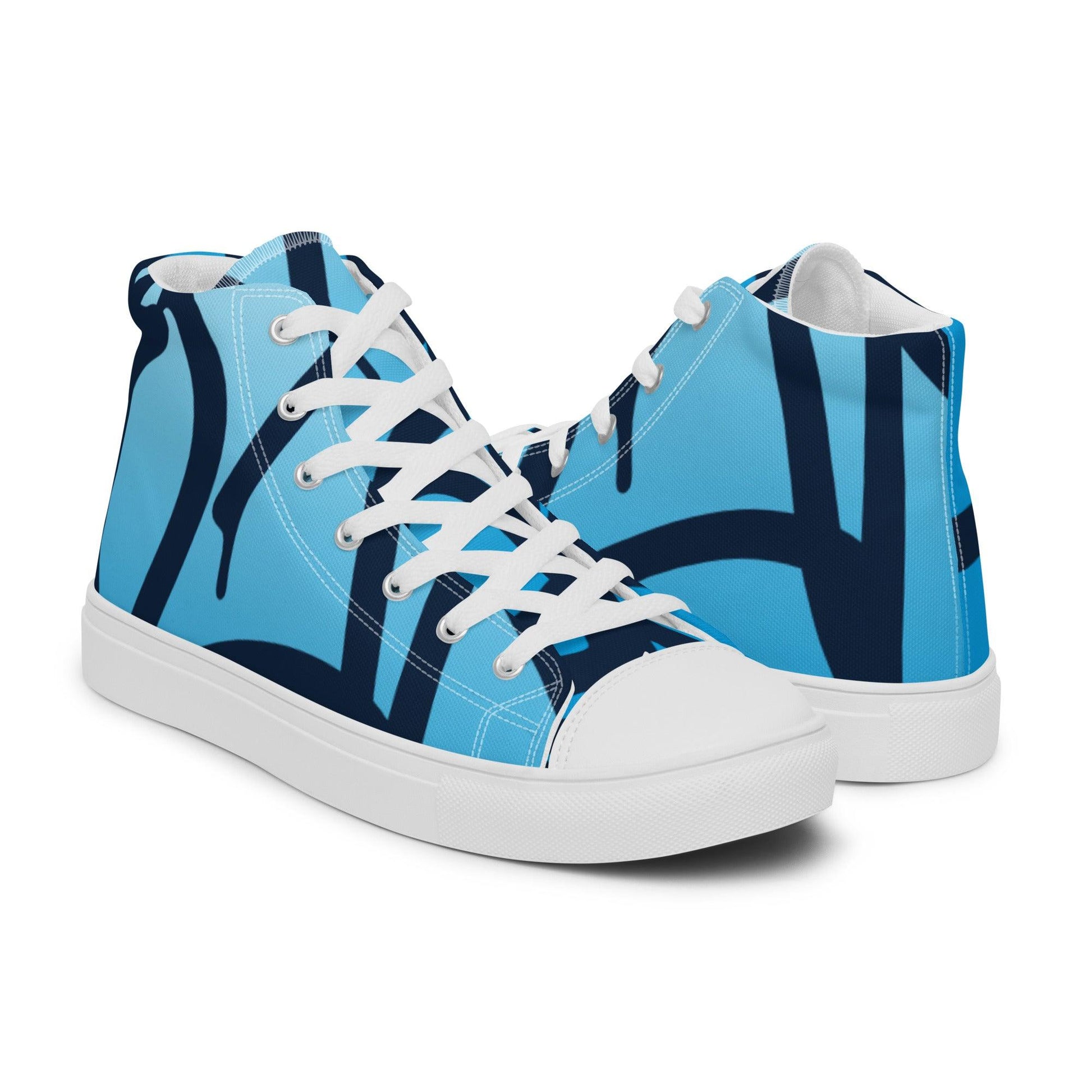 Traffic Blue Light Women’s High Top Canvas Shoes - Mo'Bays Backyard