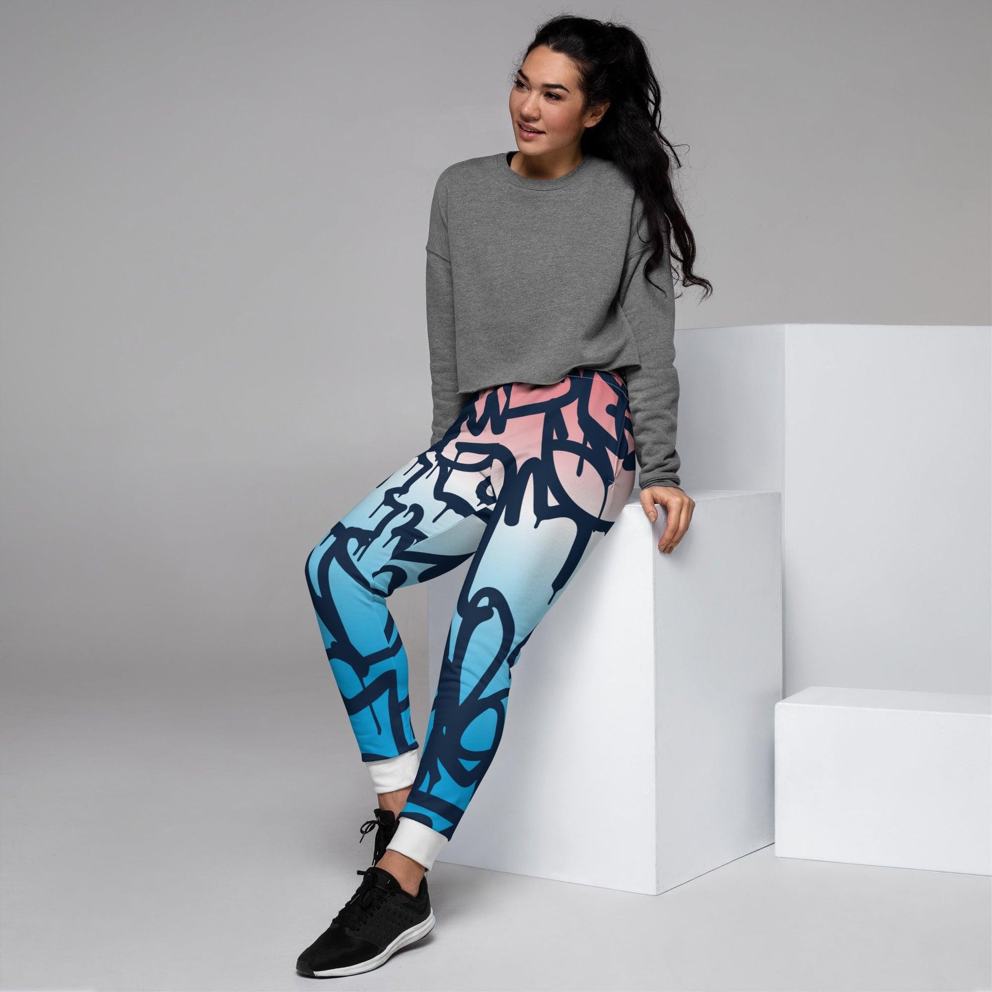 Graffiti Blue Light Women's Joggers - Mo'Bays Backyard