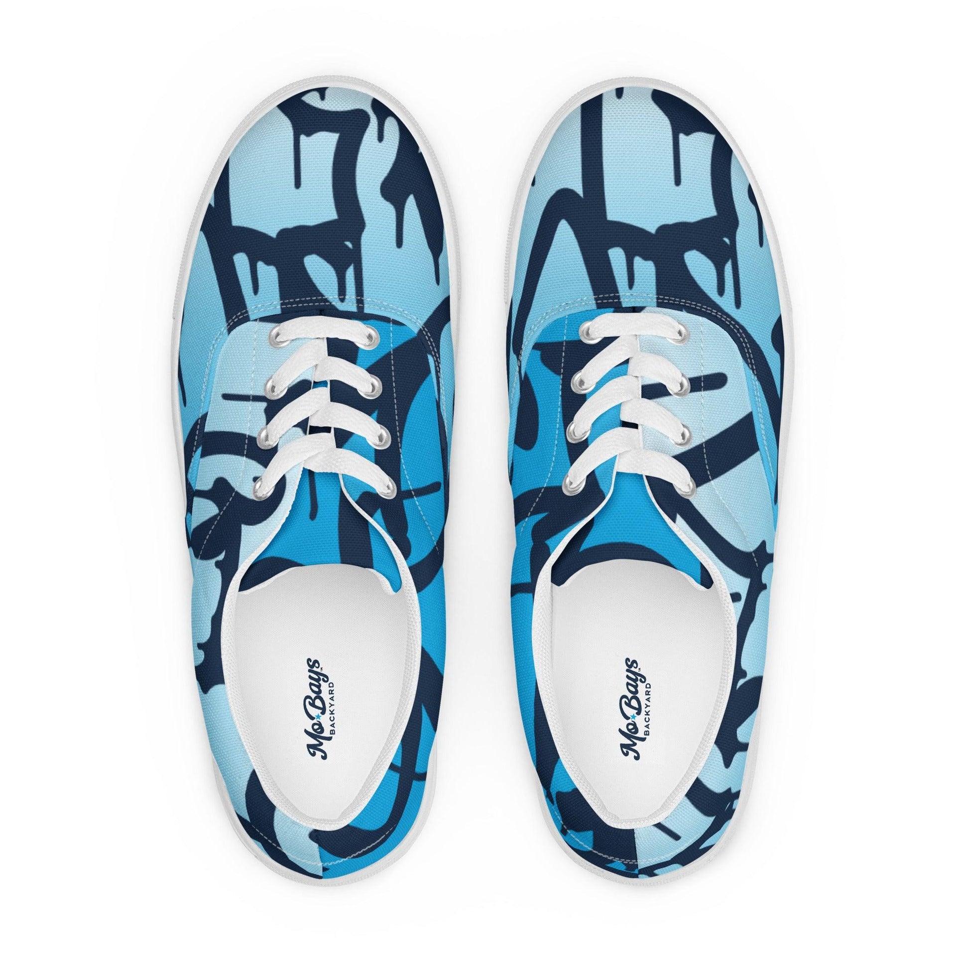 Graffiti Blue Light Women’s Low Top Canvas Shoes - Mo'Bays Backyard