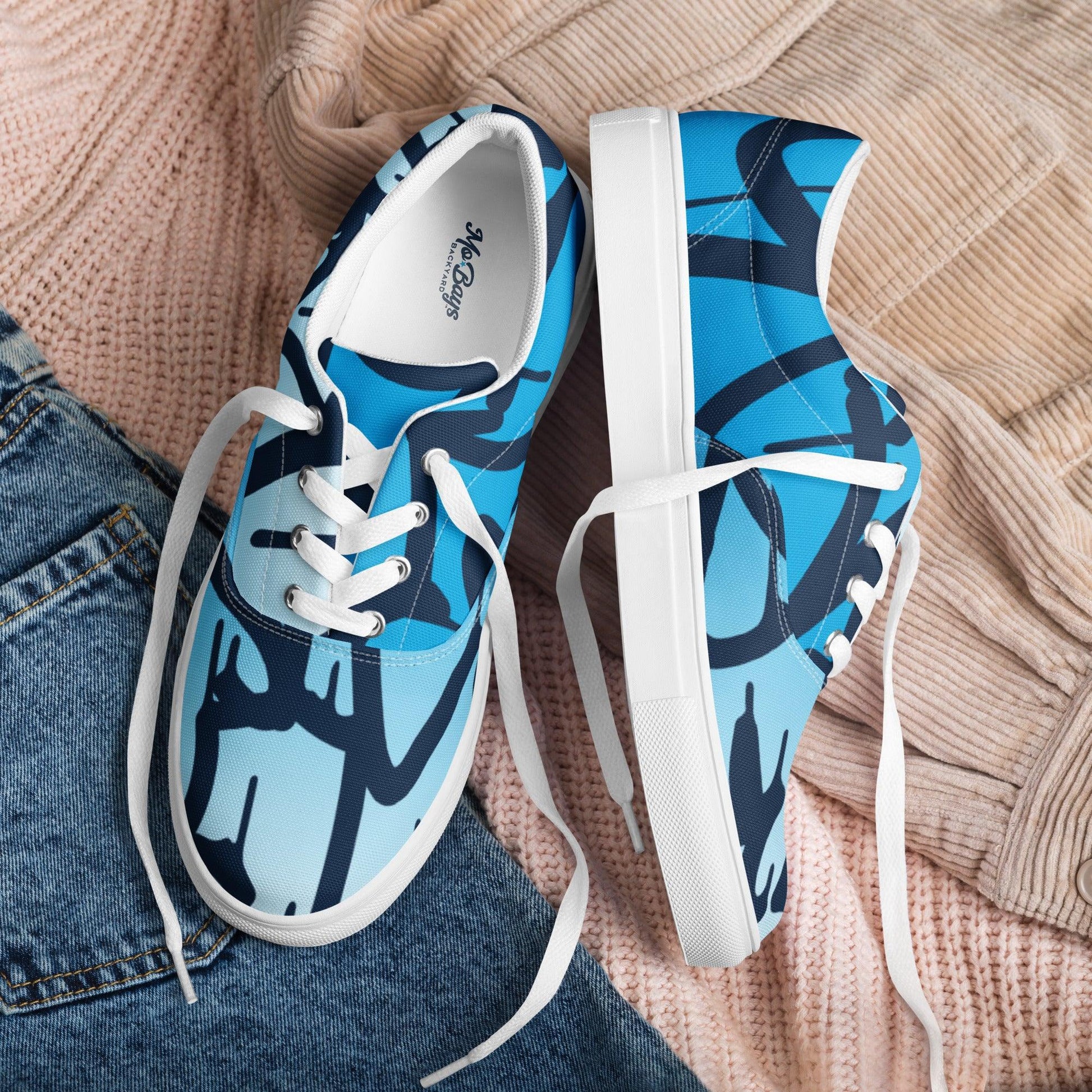 Graffiti Blue Light Women’s Low Top Canvas Shoes - Mo'Bays Backyard