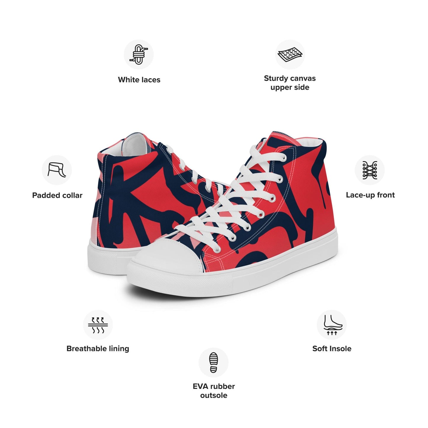 Graffiti Red Light Men’s High Top Canvas Shoes - Mo'Bays Backyard