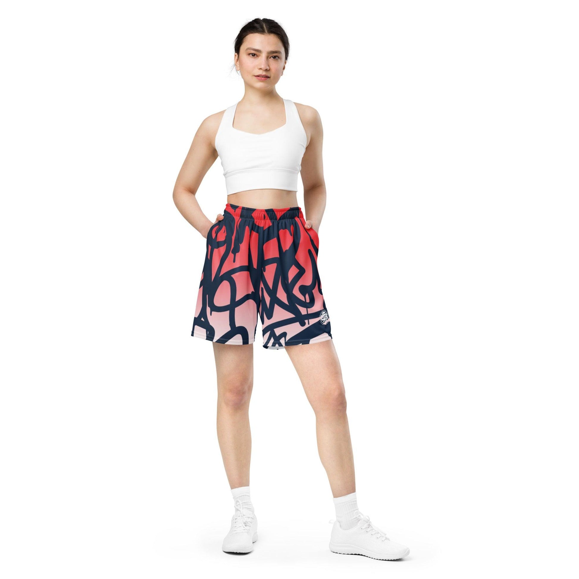 Graffiti Red Light Unisex Mesh Shorts - Mo'Bays Backyard