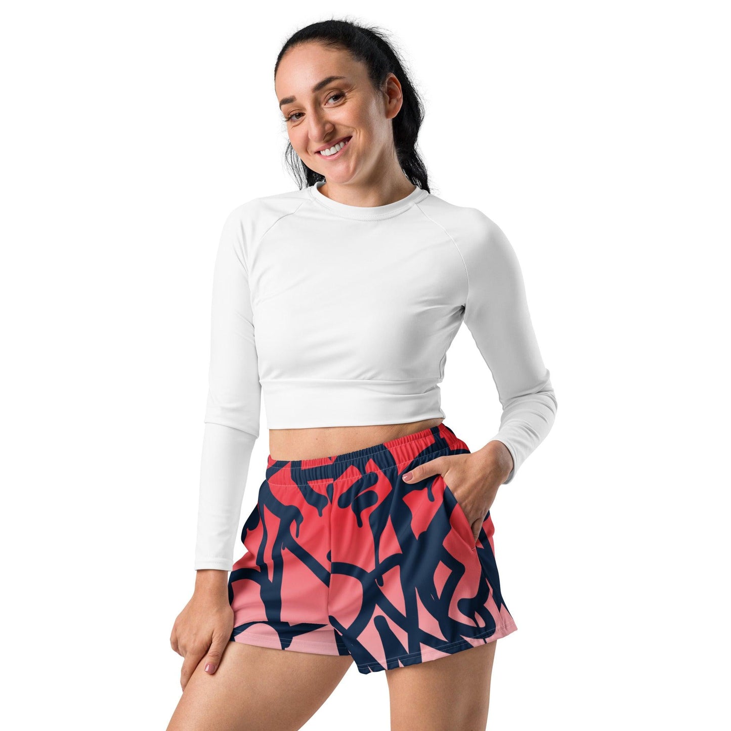 Graffiti Red Light Women’s Recycled Athletic Shorts - Mo'Bays Backyard