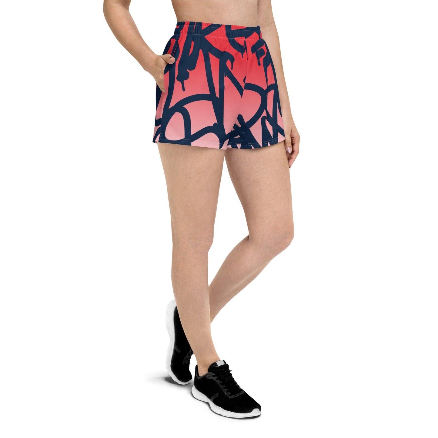 Graffiti Red Light Women’s Recycled Athletic Shorts - Mo'Bays Backyard