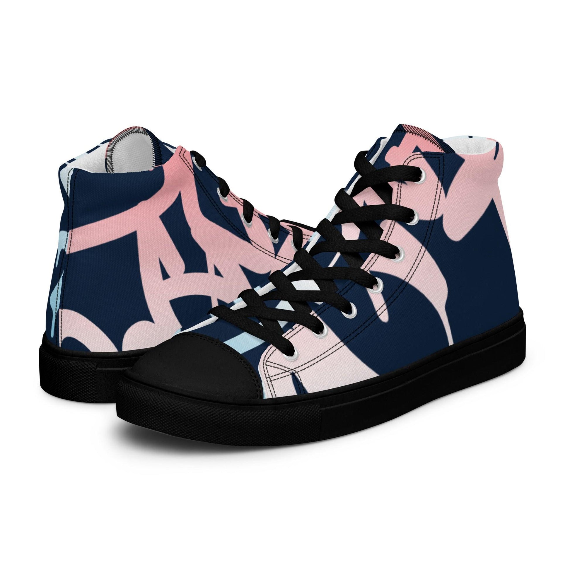 Traffic White Dark Women’s High Top Canvas Shoes - Mo'Bays Backyard