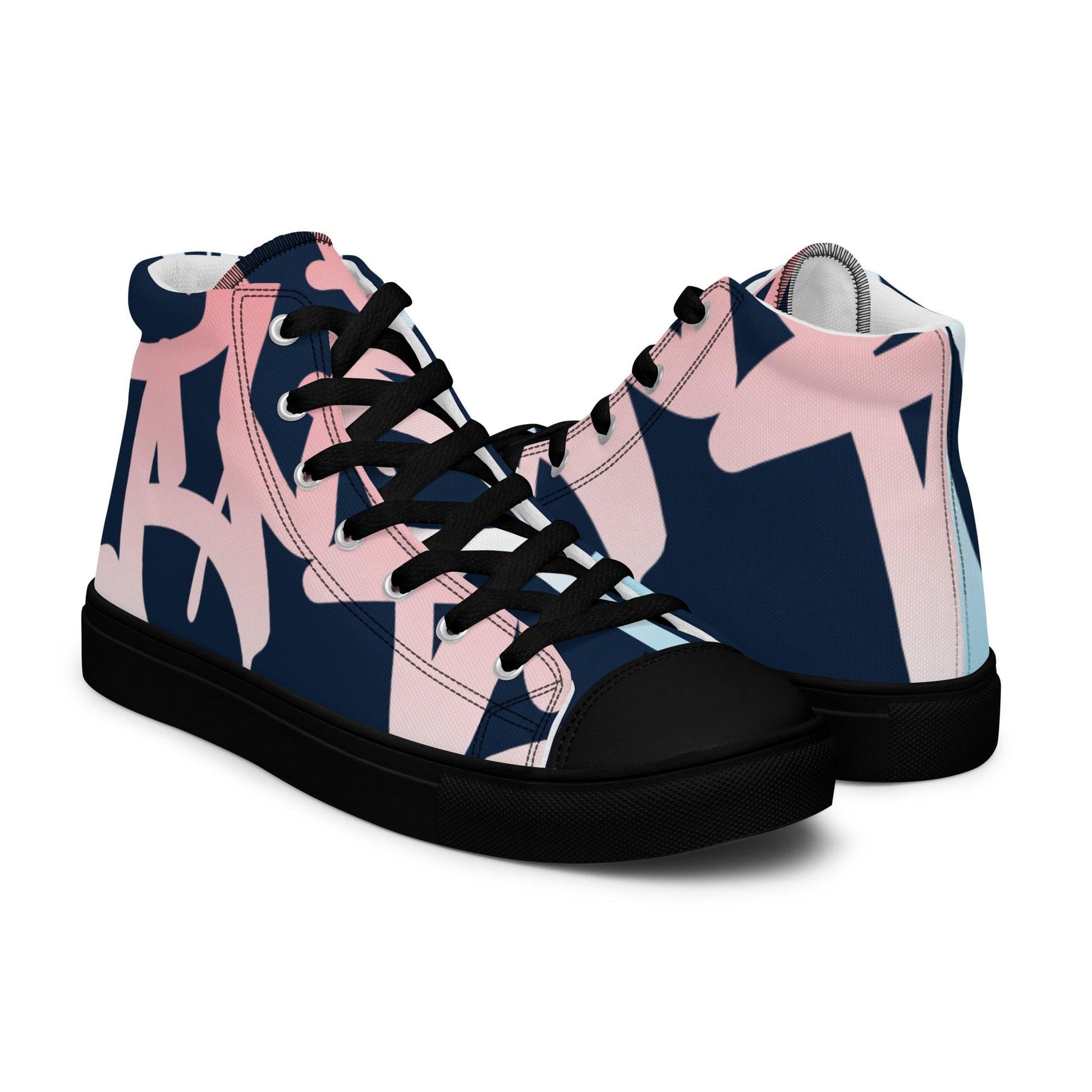 Traffic White Dark Women’s High Top Canvas Shoes - Mo'Bays Backyard