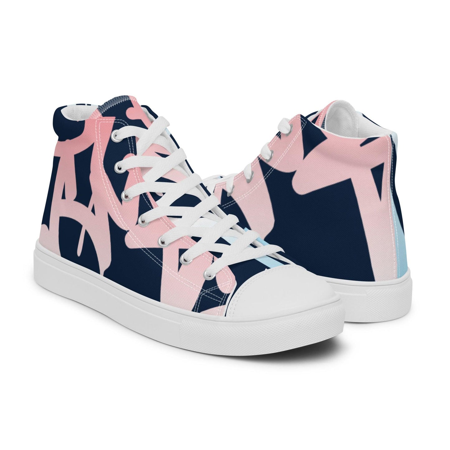 Traffic White Dark Women’s High Top Canvas Shoes - Mo'Bays Backyard