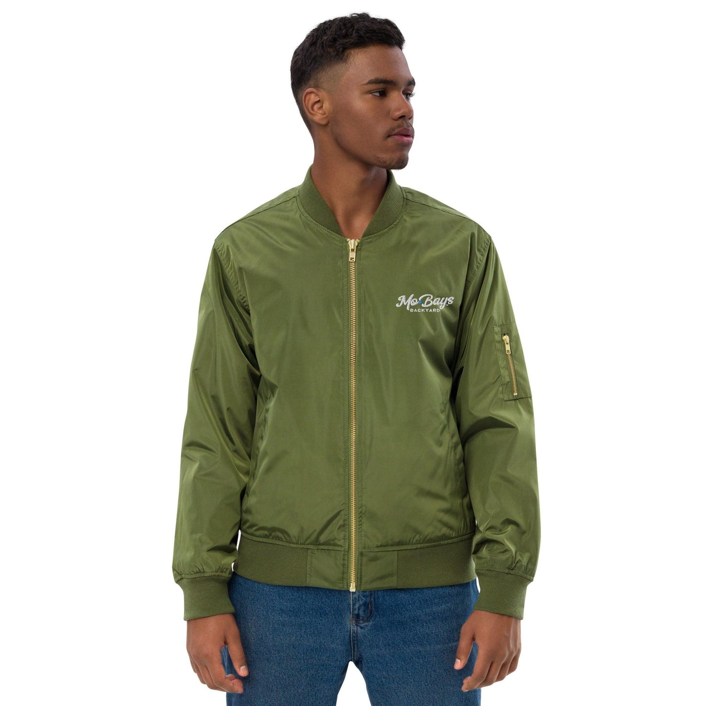 Headshot Premium Recycled Bomber Jacket - Mo'Bays Backyard