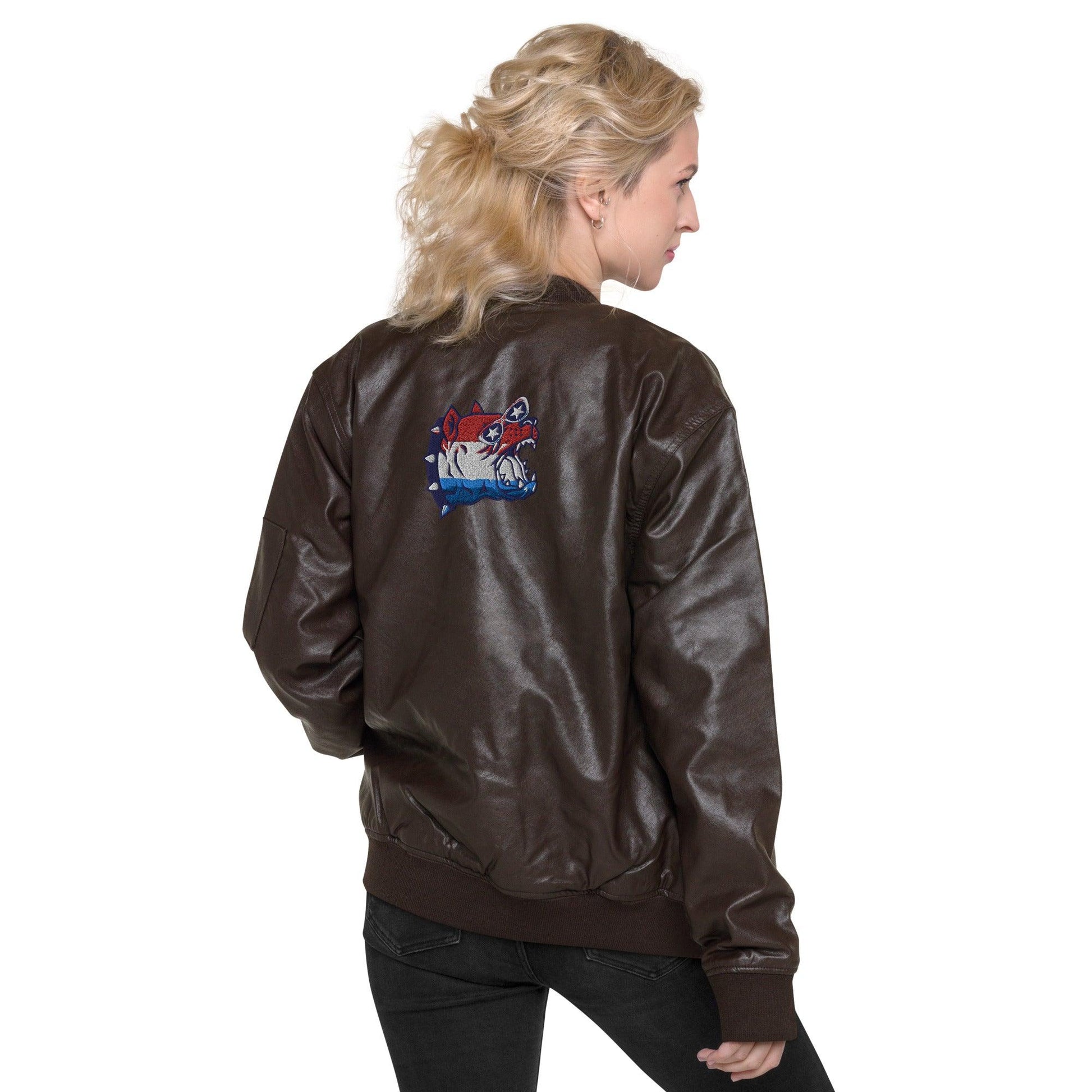 Howling Leather Bomber Jacket - Mo'Bays Backyard