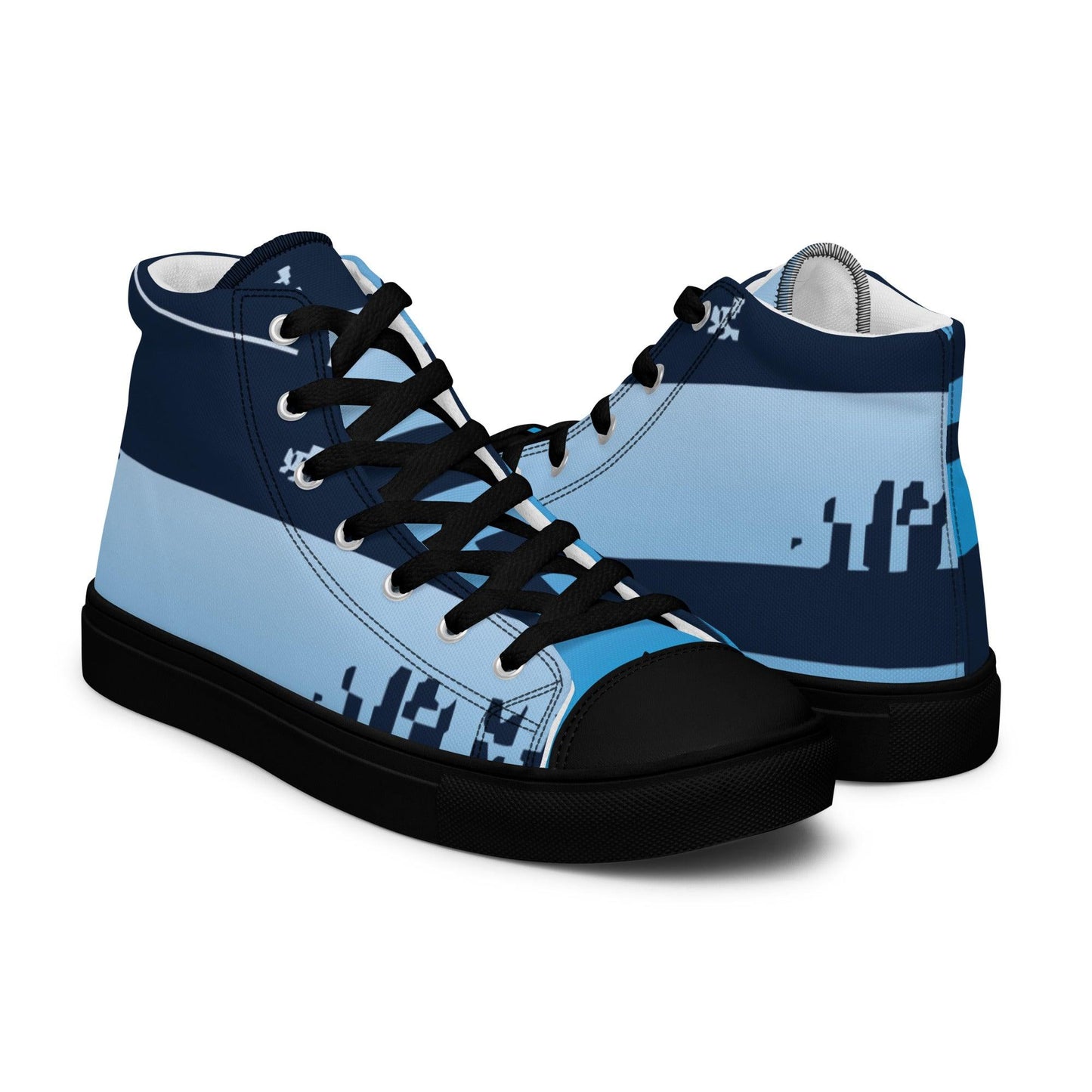 Noise Blue Dark Women’s High top Canvas Shoes - Mo'Bays Backyard