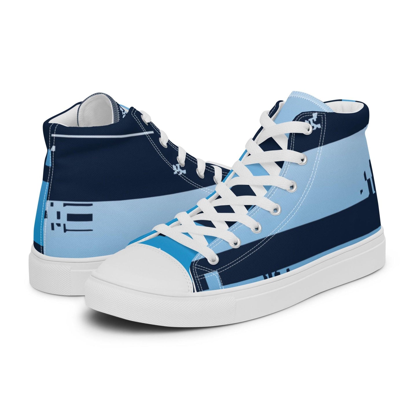 Noise Blue Dark Women’s High top Canvas Shoes - Mo'Bays Backyard