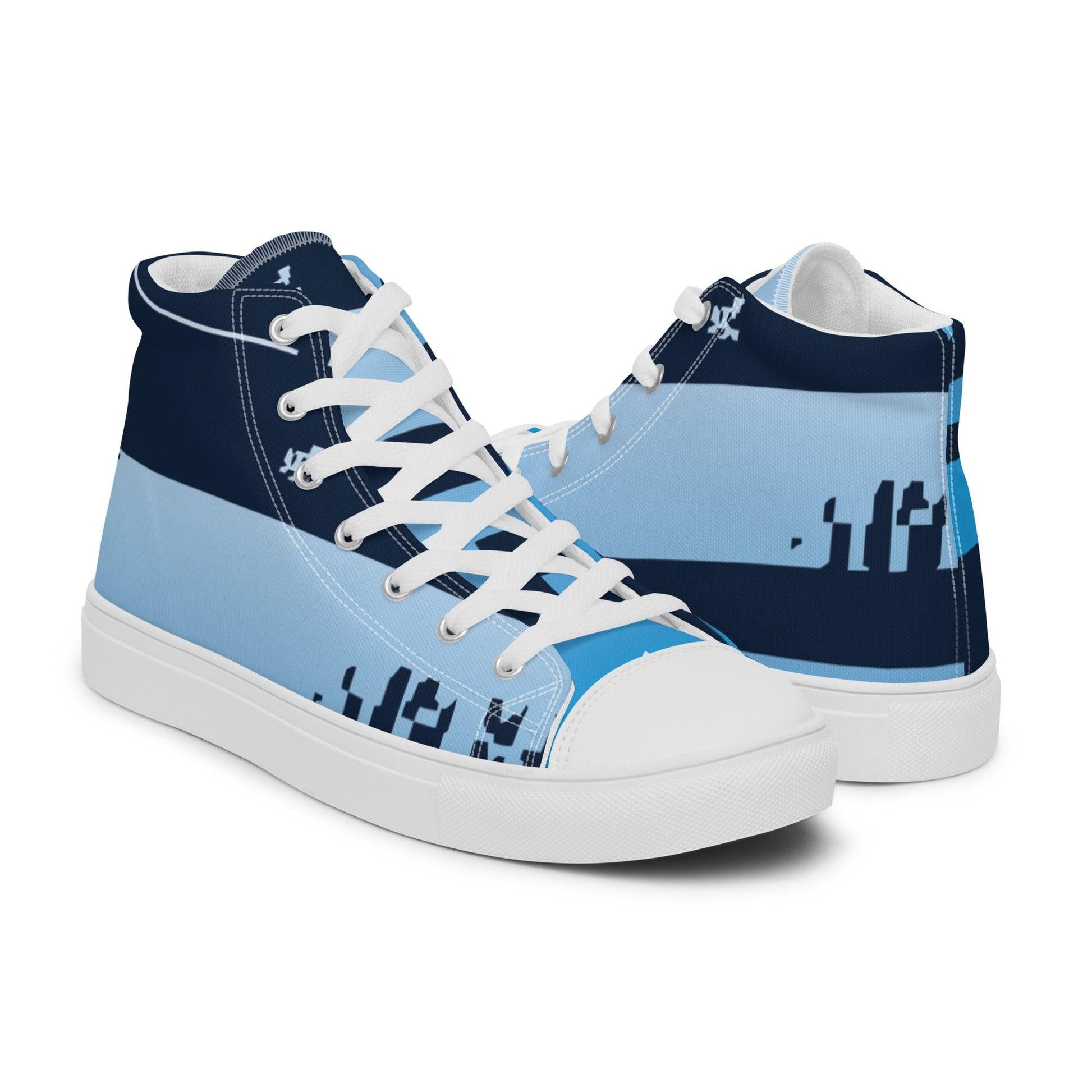 Noise Blue Dark Women’s High top Canvas Shoes - Mo'Bays Backyard