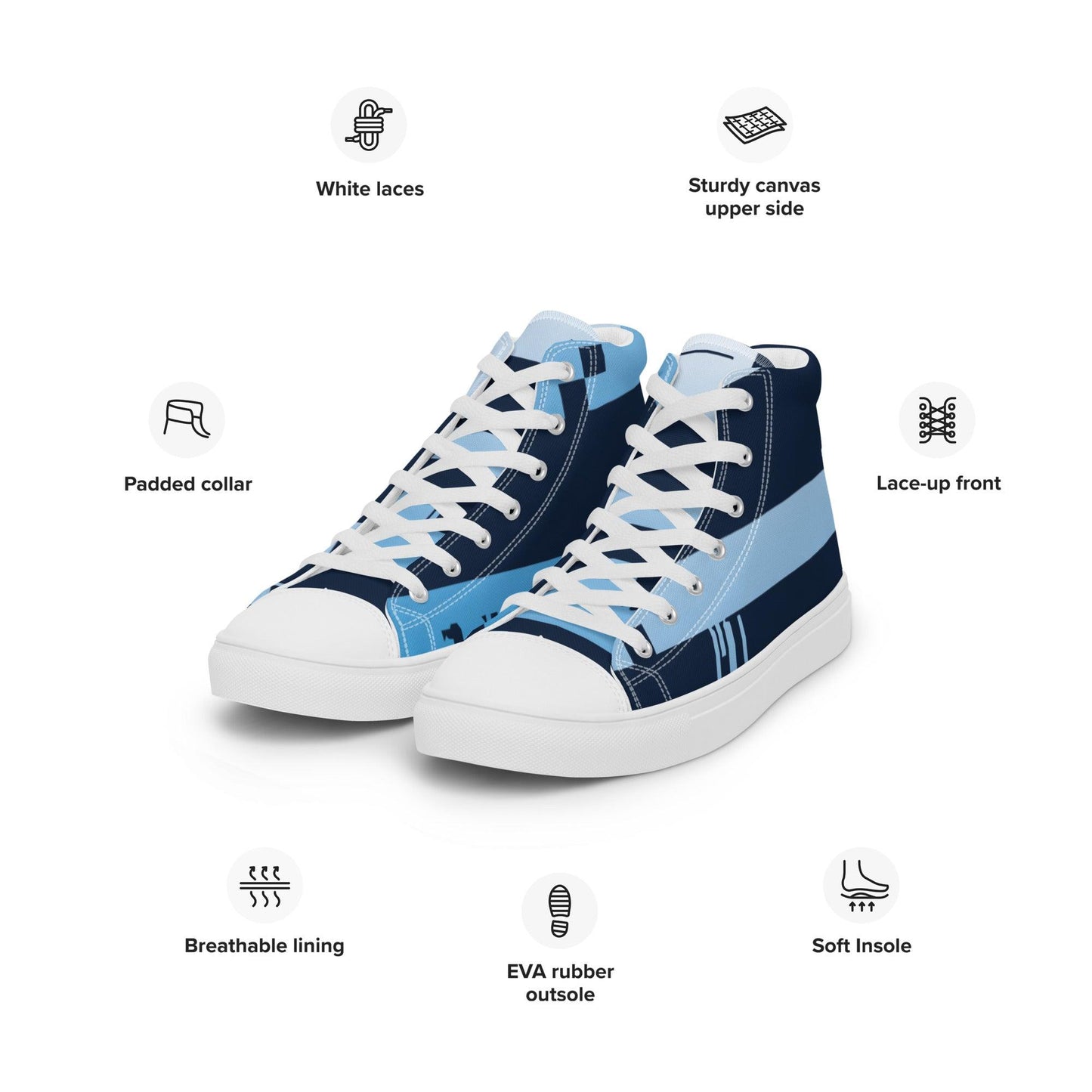 Noise Blue Light Men’s High Top Canvas Shoes - Mo'Bays Backyard