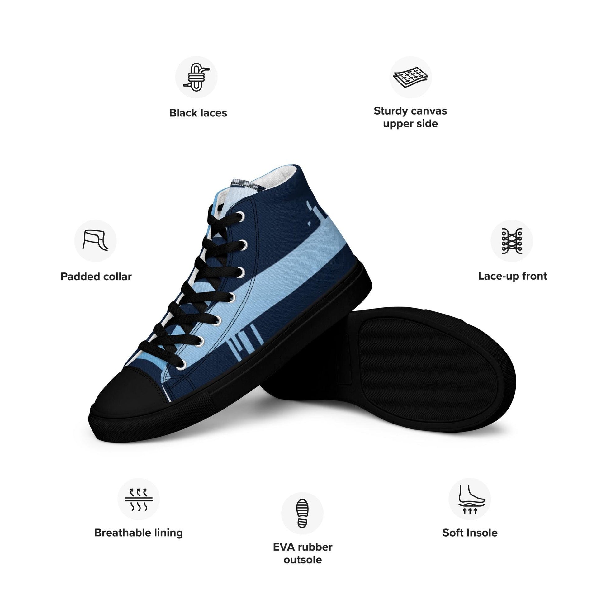 Noise Blue Light Men’s High Top Canvas Shoes - Mo'Bays Backyard