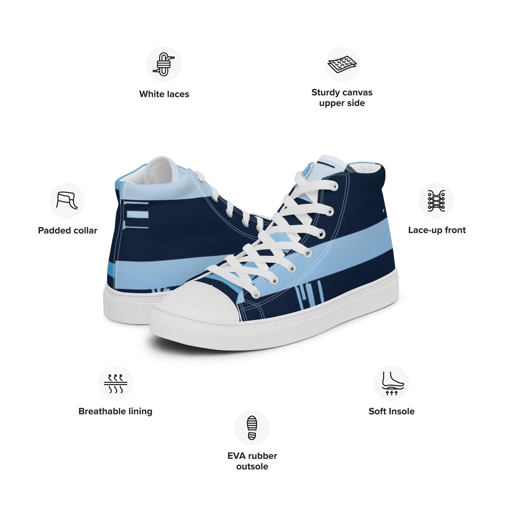 Noise Blue Light Men’s High Top Canvas Shoes - Mo'Bays Backyard