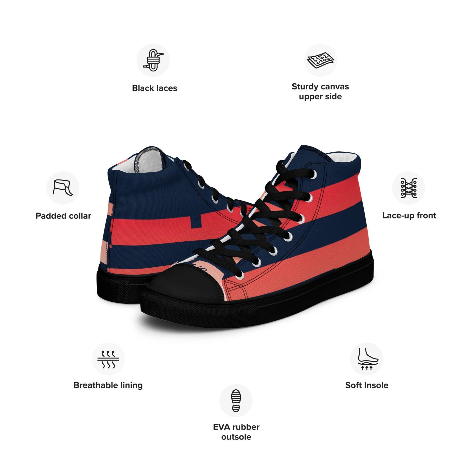 Noise Red Dark Men’s High Top Canvas Shoes - Mo'Bays Backyard