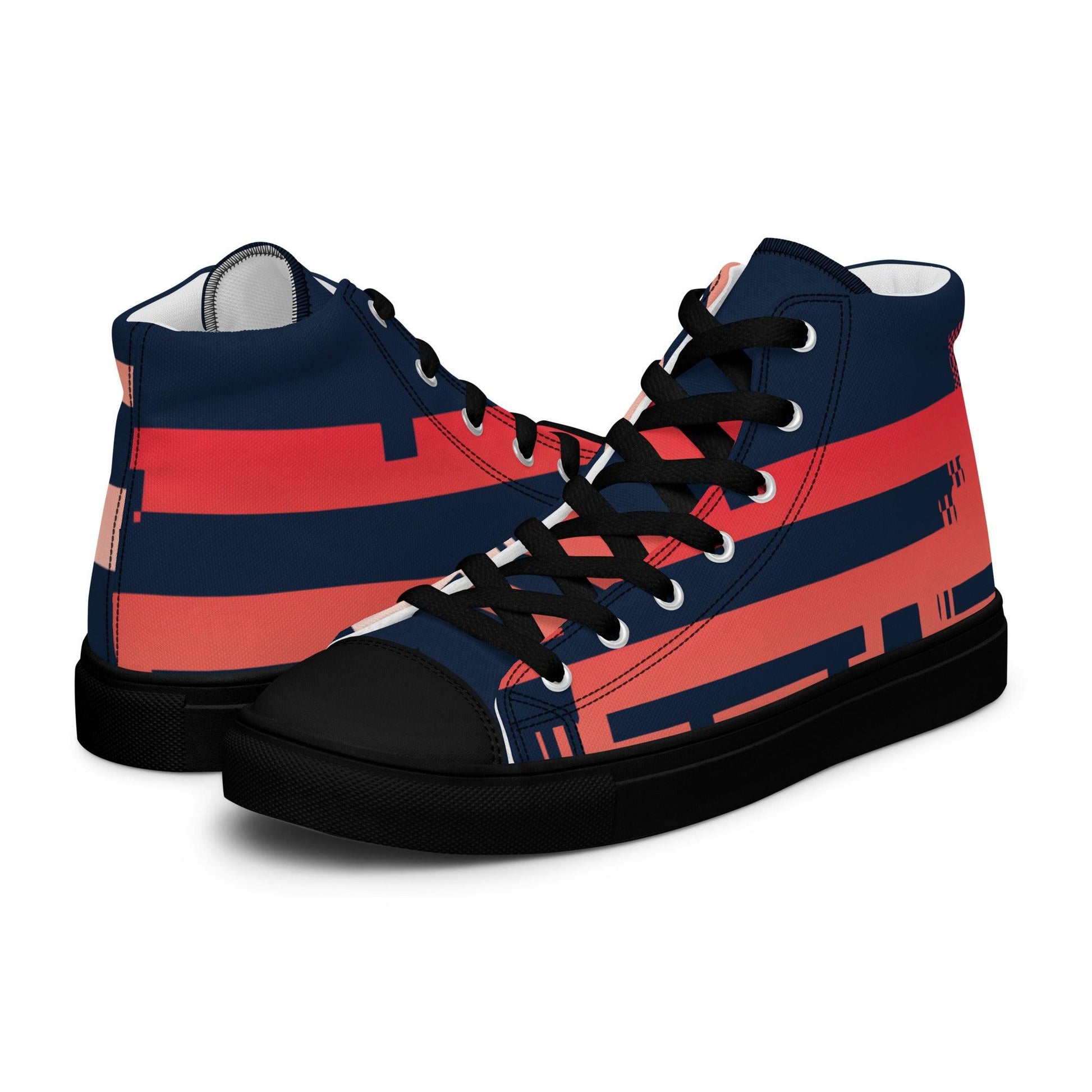 Noise Red Dark Women’s High top Canvas Shoes - Mo'Bays Backyard