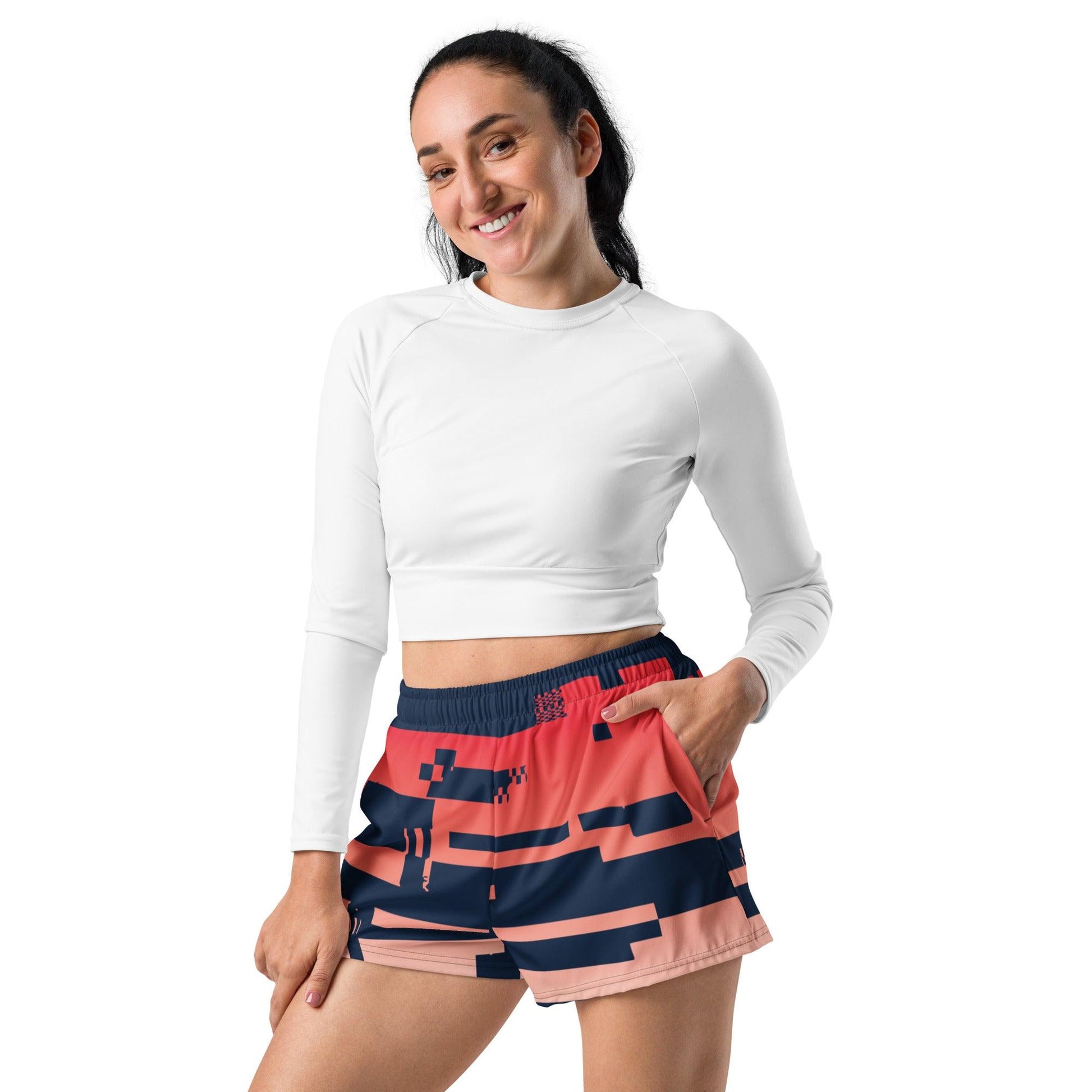 Noise Red Dark Women’s Recycled Athletic Shorts - Mo'Bays Backyard