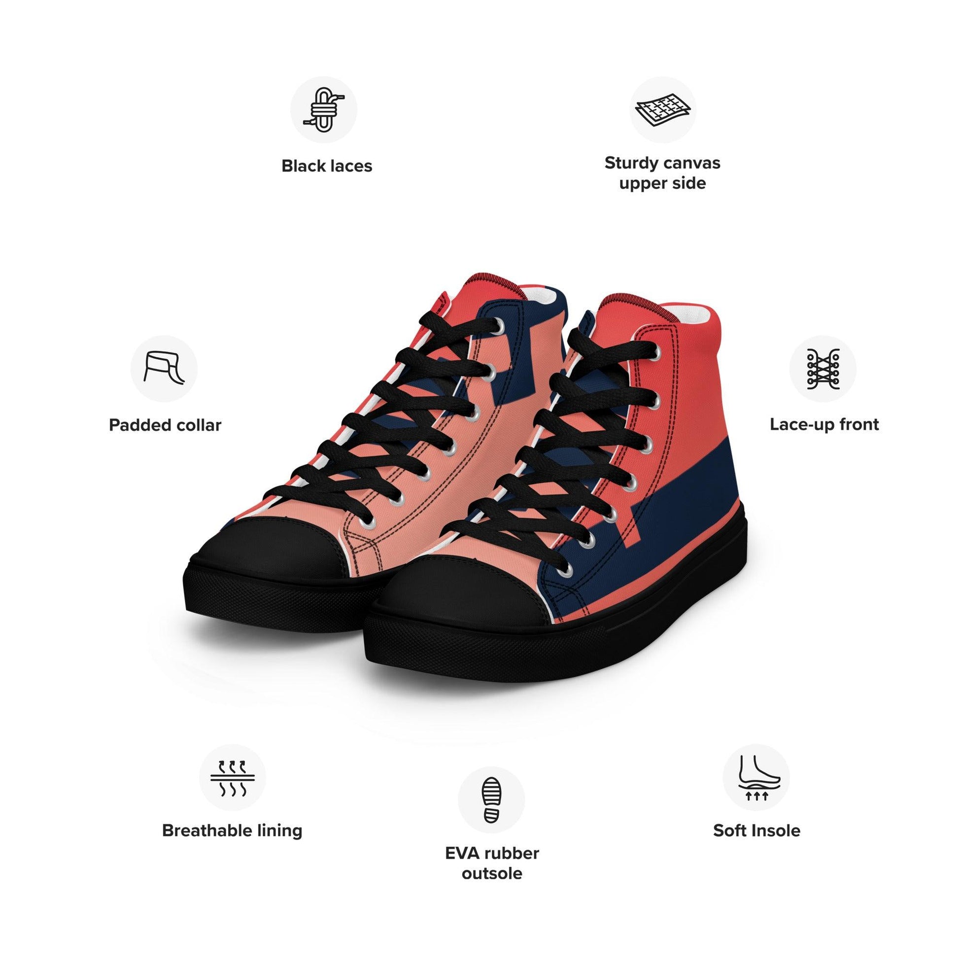 Noise Red Light Men’s High Top Canvas Shoes - Mo'Bays Backyard