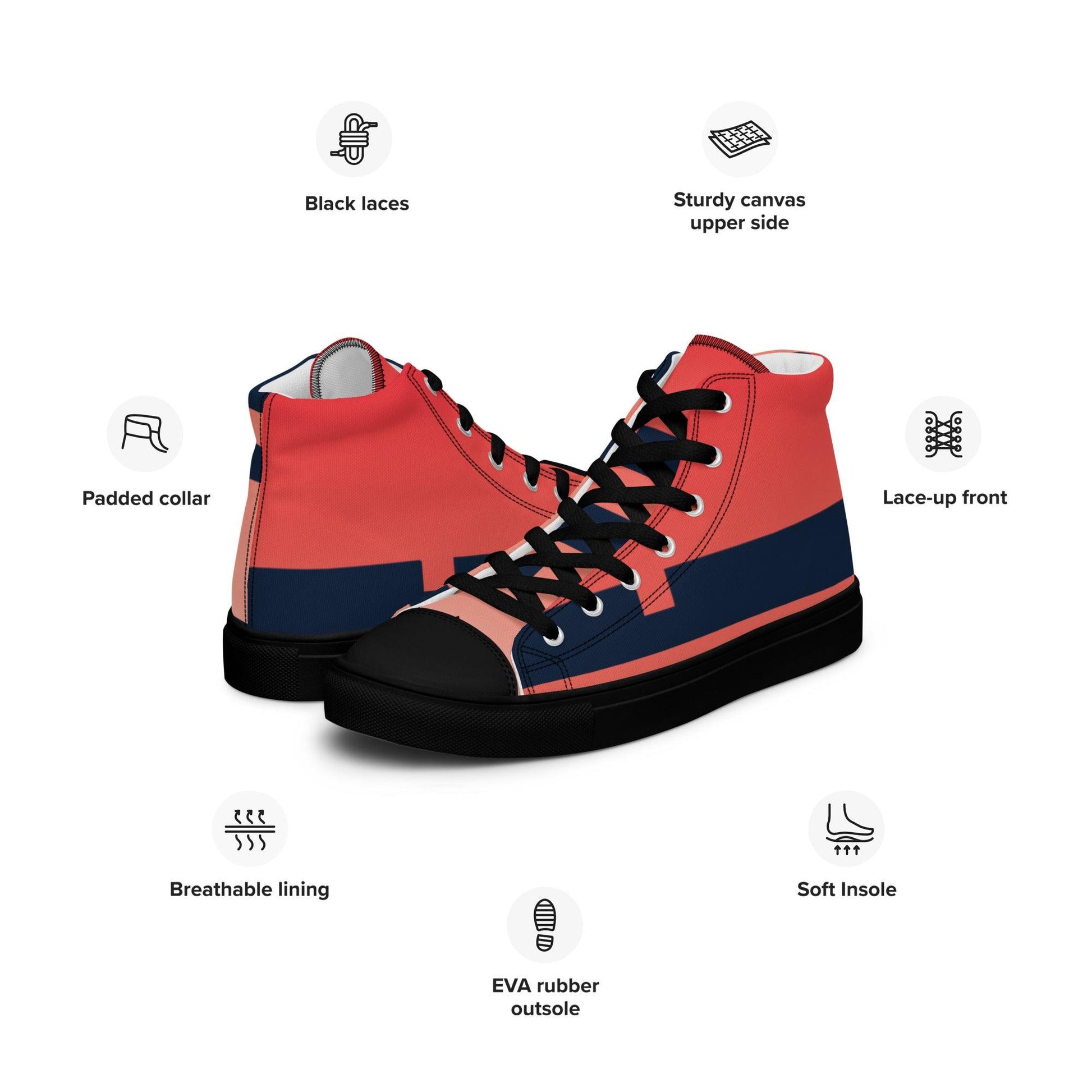 Noise Red Light Men’s High Top Canvas Shoes - Mo'Bays Backyard