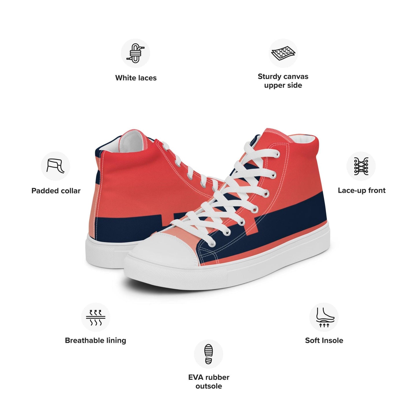 Noise Red Light Men’s High Top Canvas Shoes - Mo'Bays Backyard