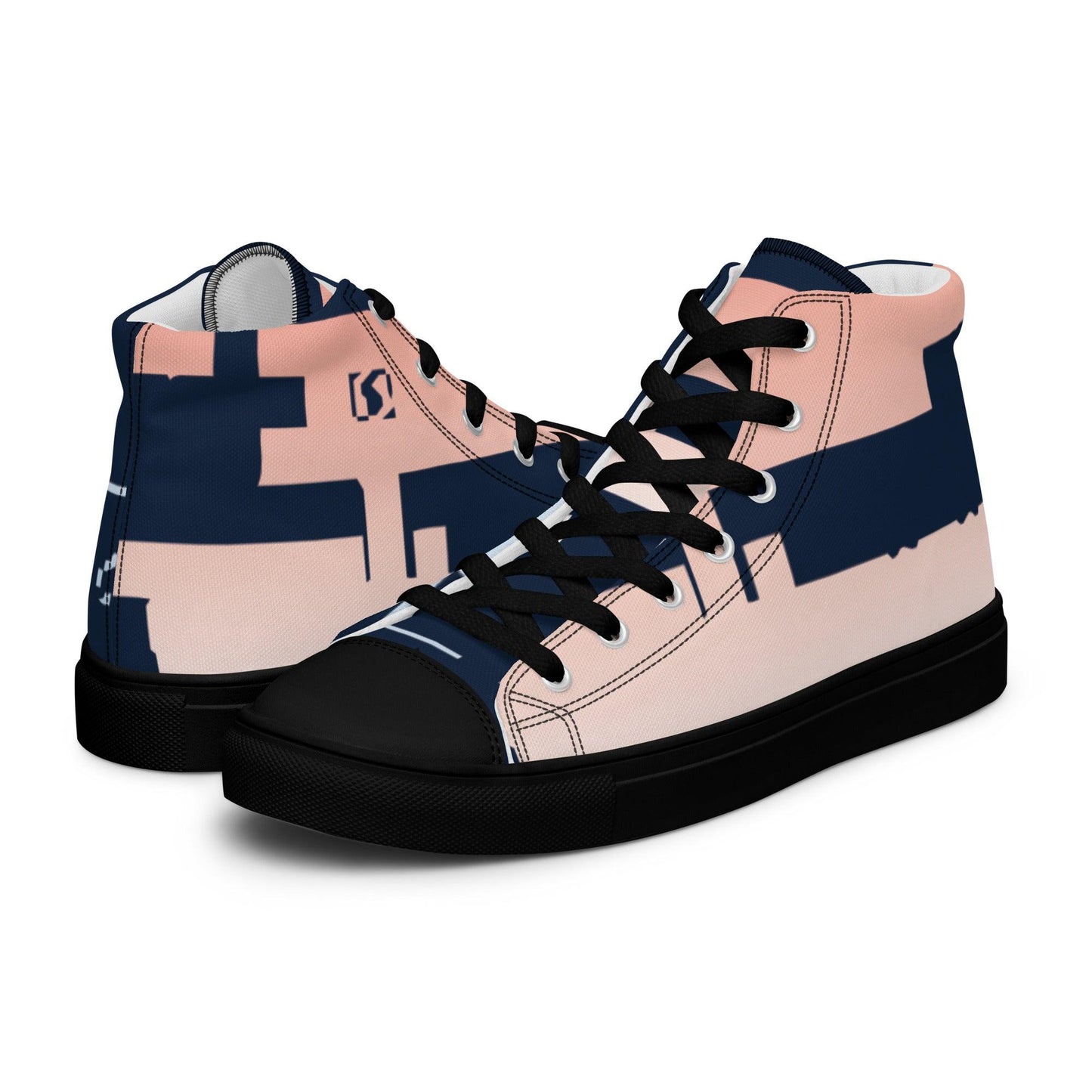 Noise White Dark Women’s High top Canvas Shoes - Mo'Bays Backyard