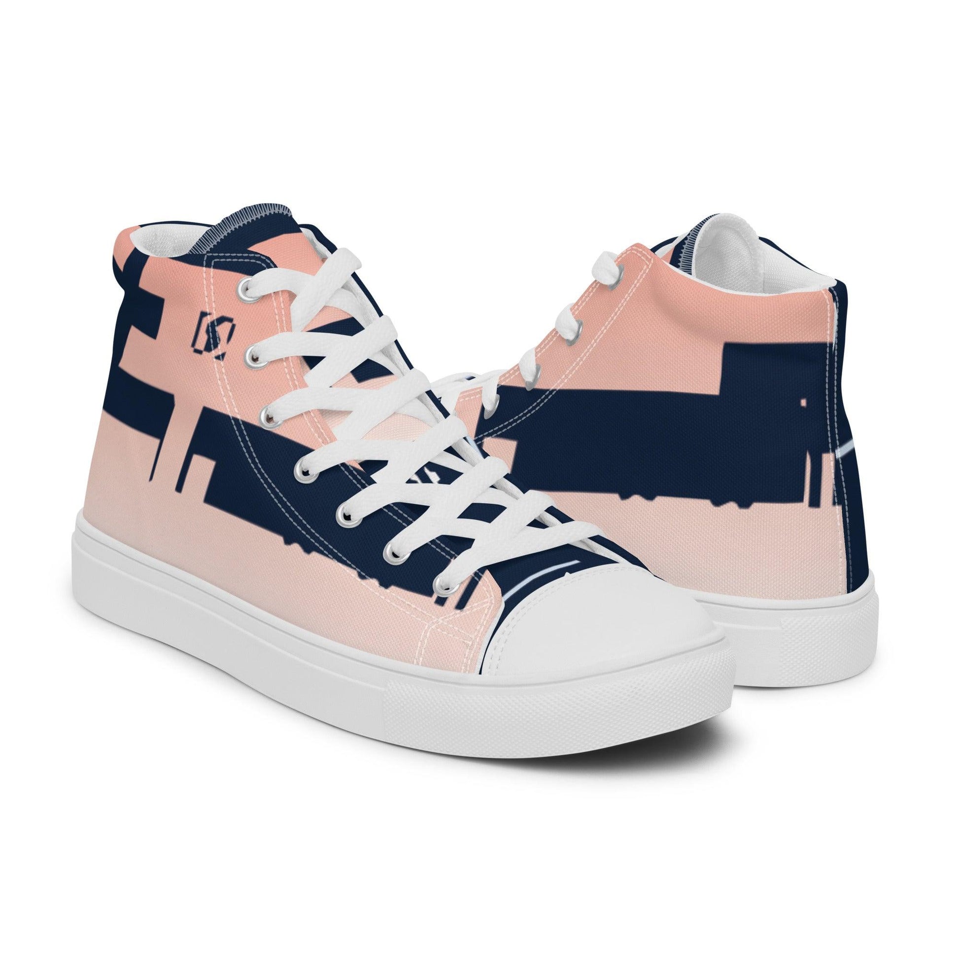 Noise White Dark Women’s High top Canvas Shoes - Mo'Bays Backyard