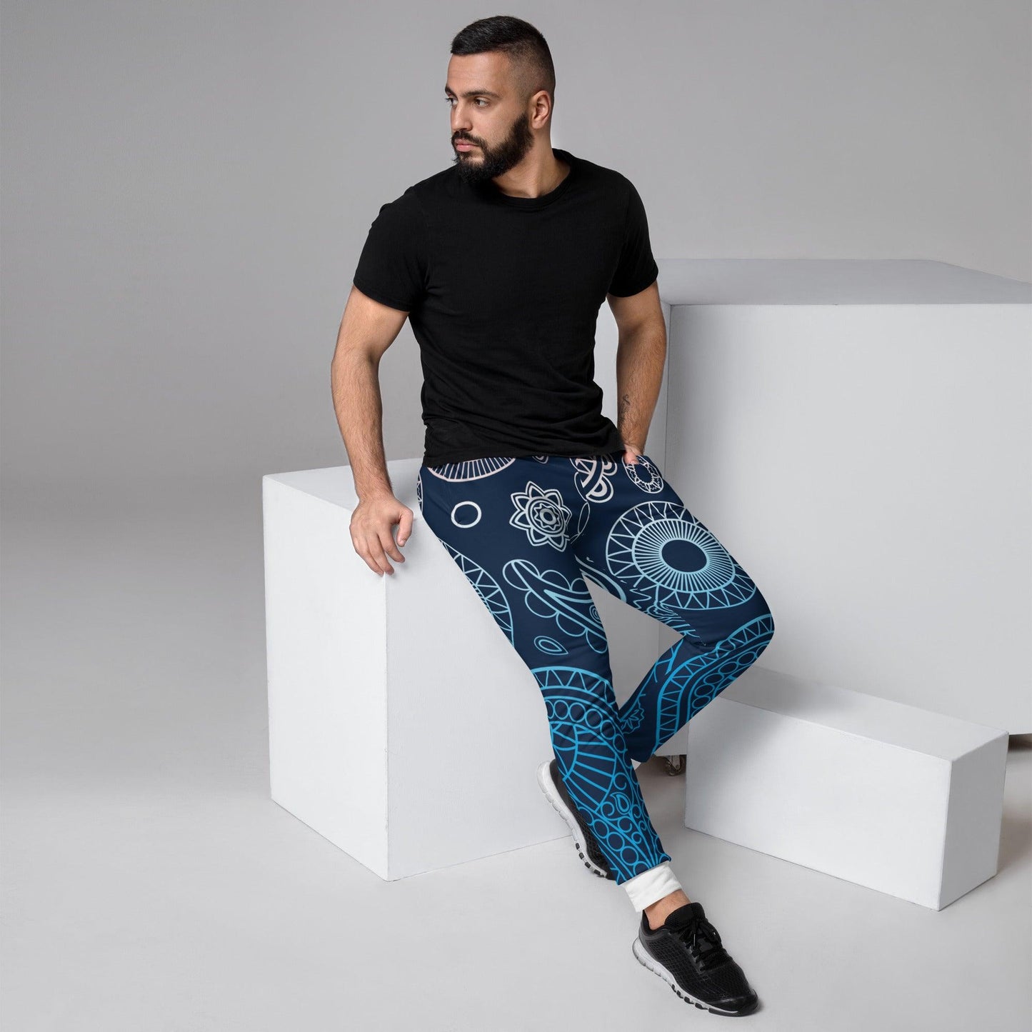 Paisley Blue Dark Men's Joggers - Mo'Bays Backyard