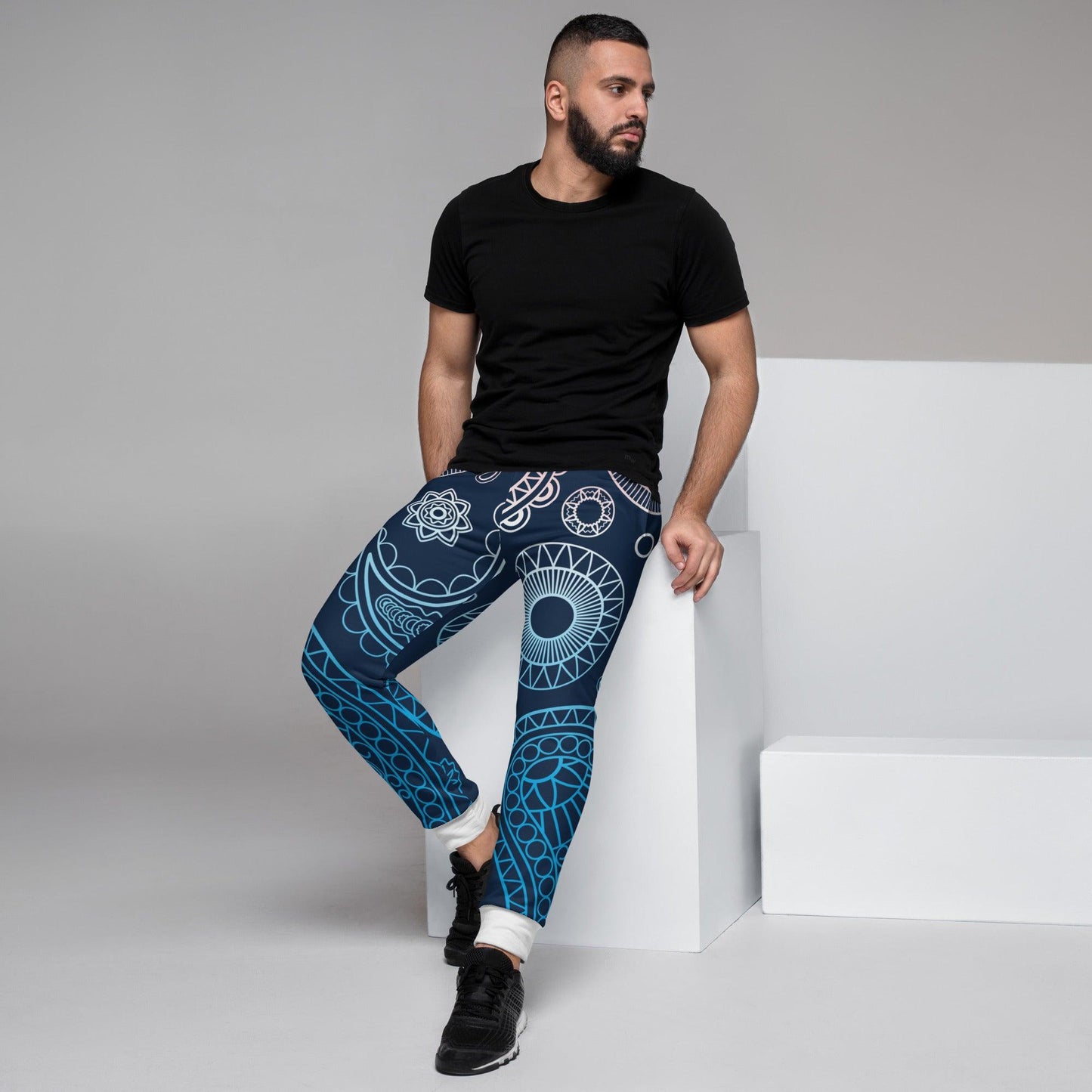 Paisley Blue Dark Men's Joggers - Mo'Bays Backyard