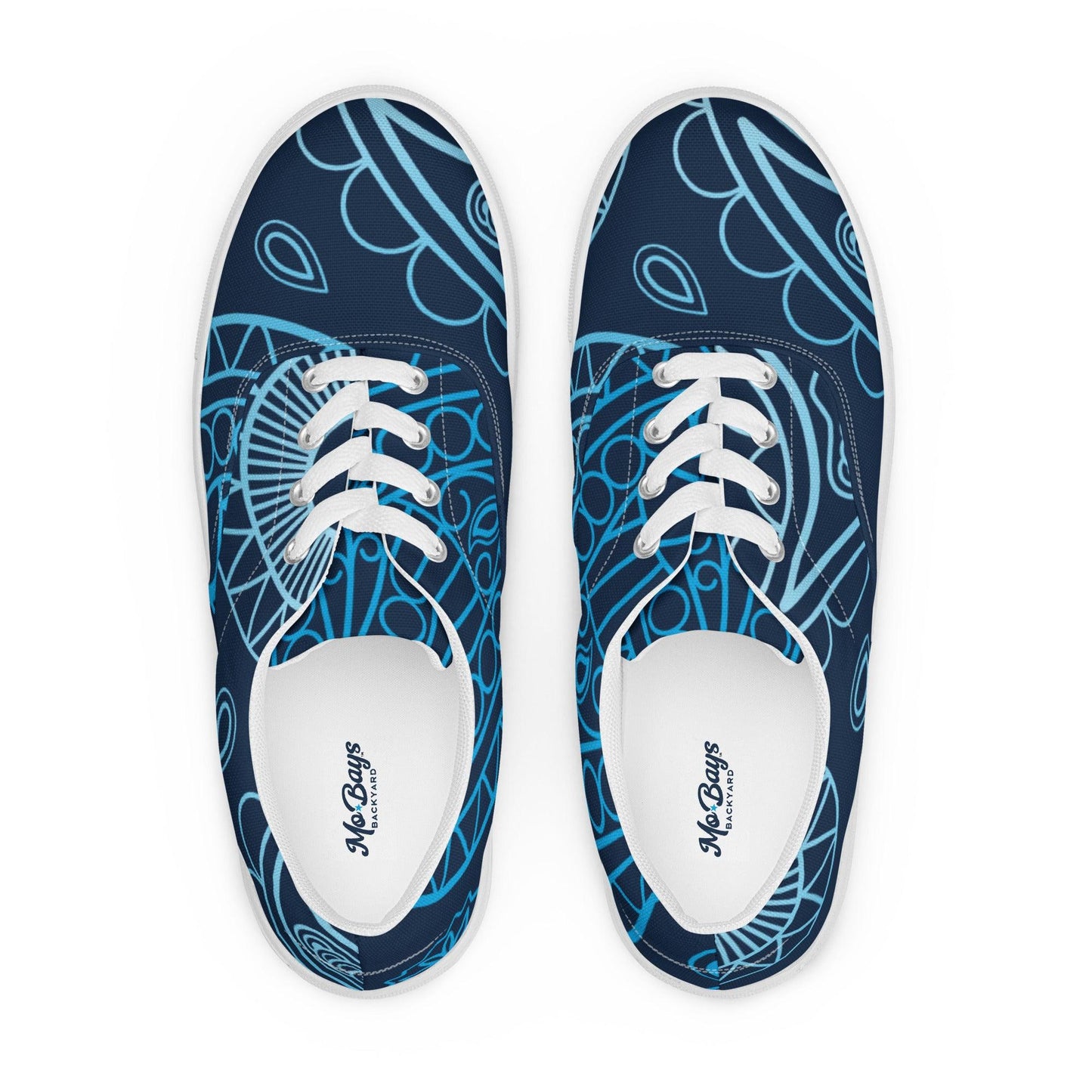 Paisley Blue Dark Men’s Low Top Canvas Shoes - Mo'Bays Backyard