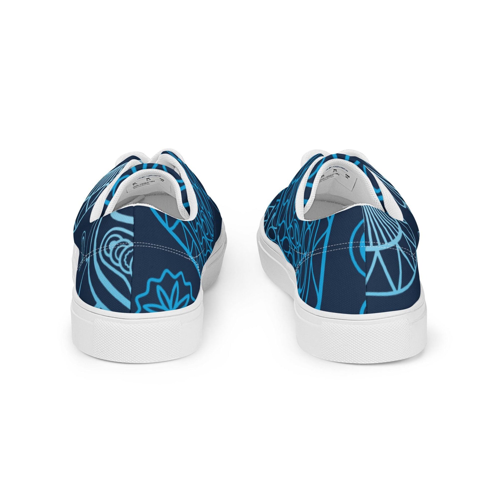 Paisley Blue Dark Men’s Low Top Canvas Shoes - Mo'Bays Backyard