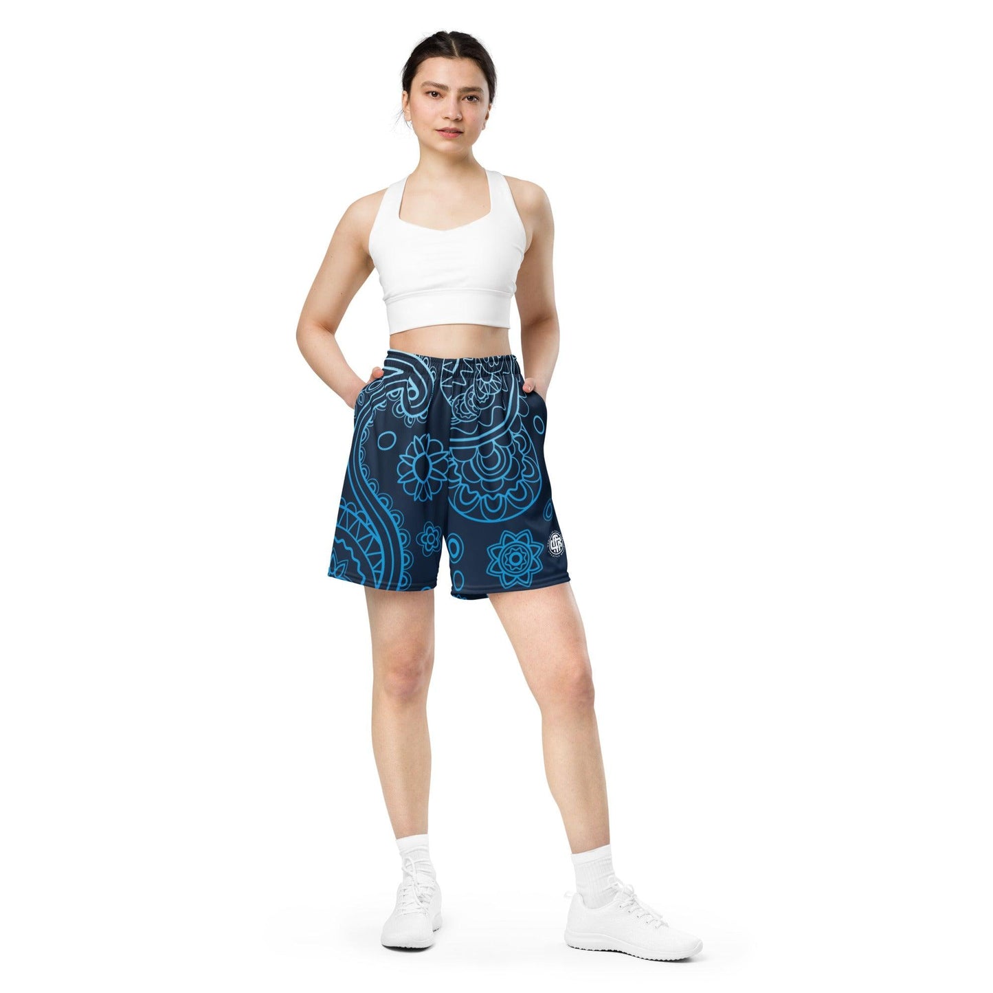 Paisley Blue Dark Unisex Mesh Shorts - Mo'Bays Backyard