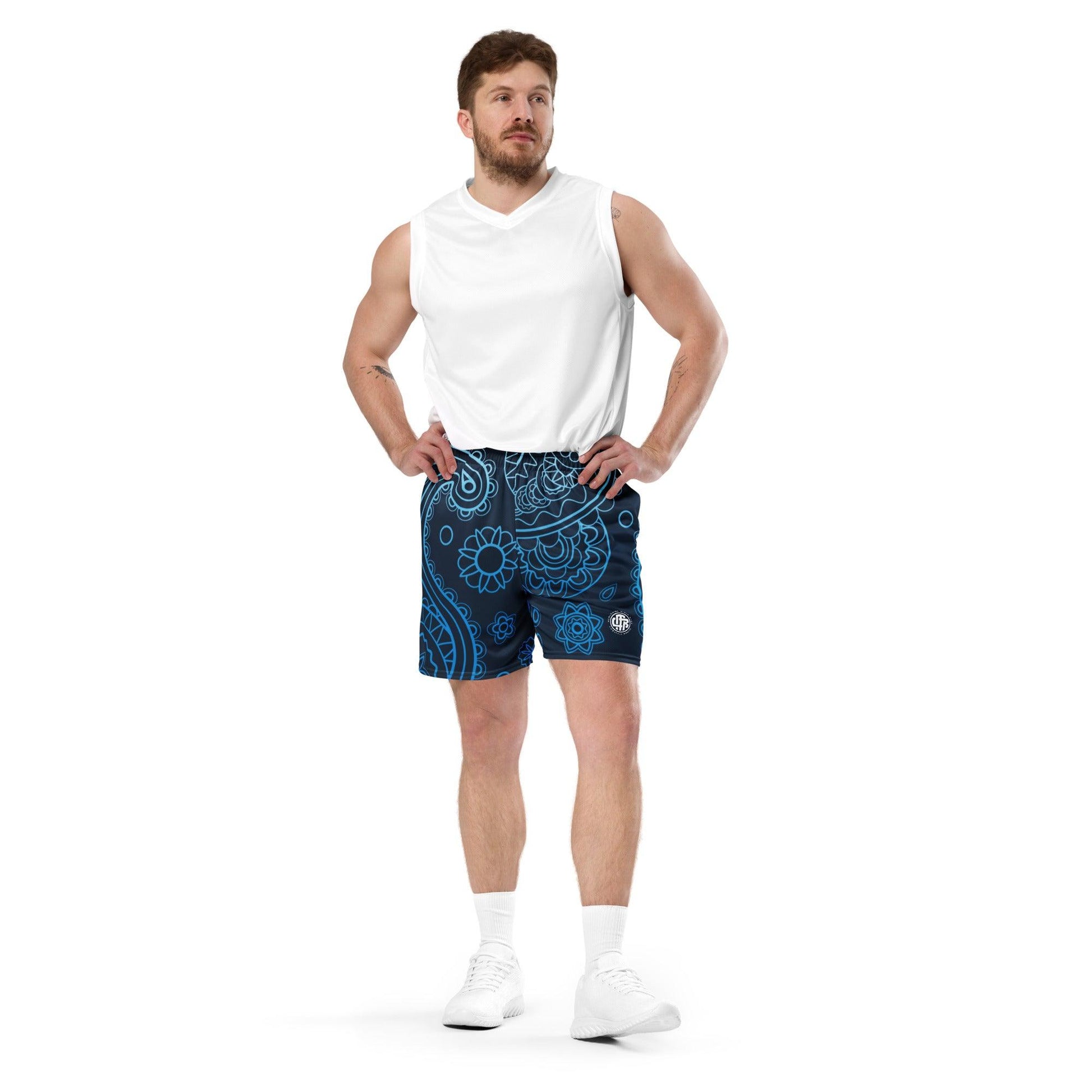 Paisley Blue Dark Unisex Mesh Shorts - Mo'Bays Backyard