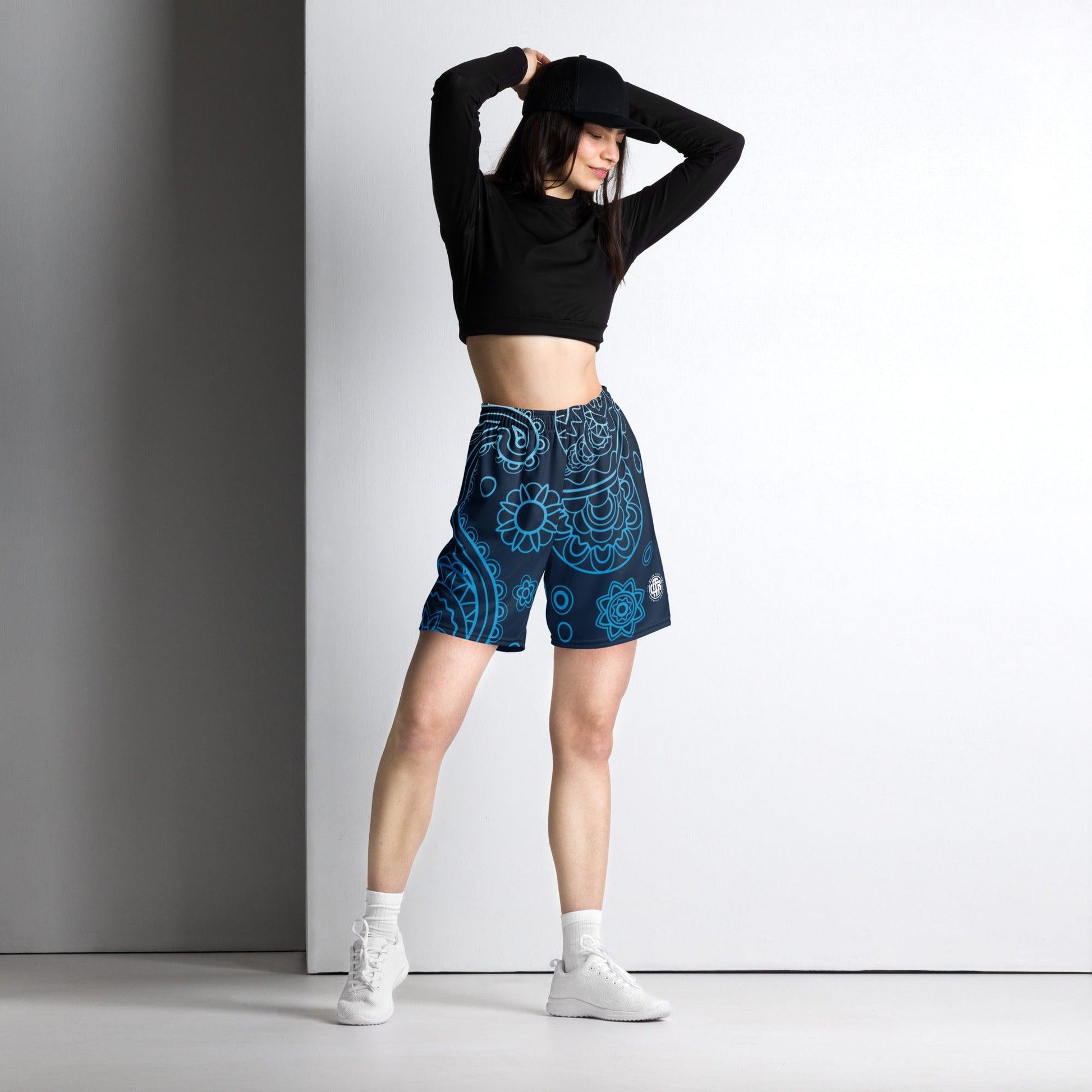 Paisley Blue Dark Unisex Mesh Shorts - Mo'Bays Backyard